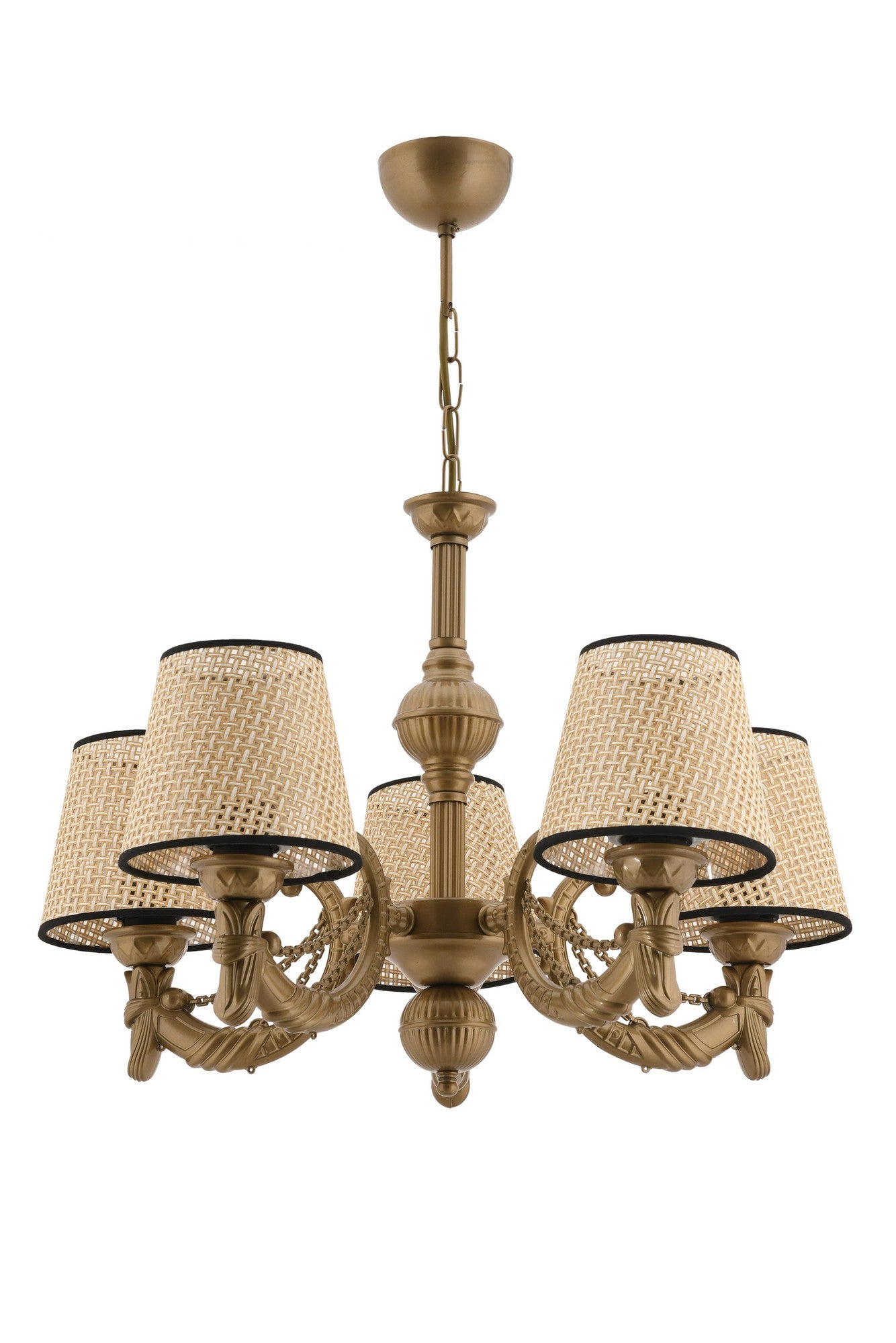 Candeeiro de Teto – 65 cm – Natural e Ouro – Metal