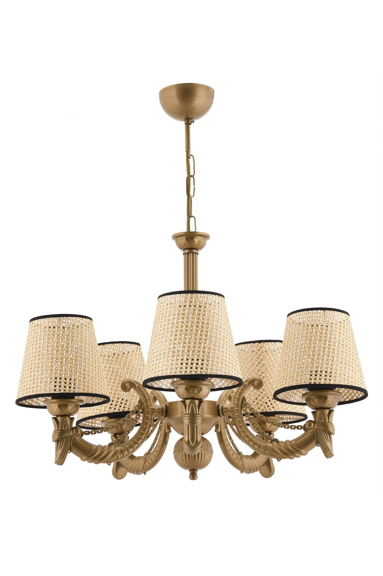 Candeeiro de Teto – 65 cm – Natural e Ouro – Metal