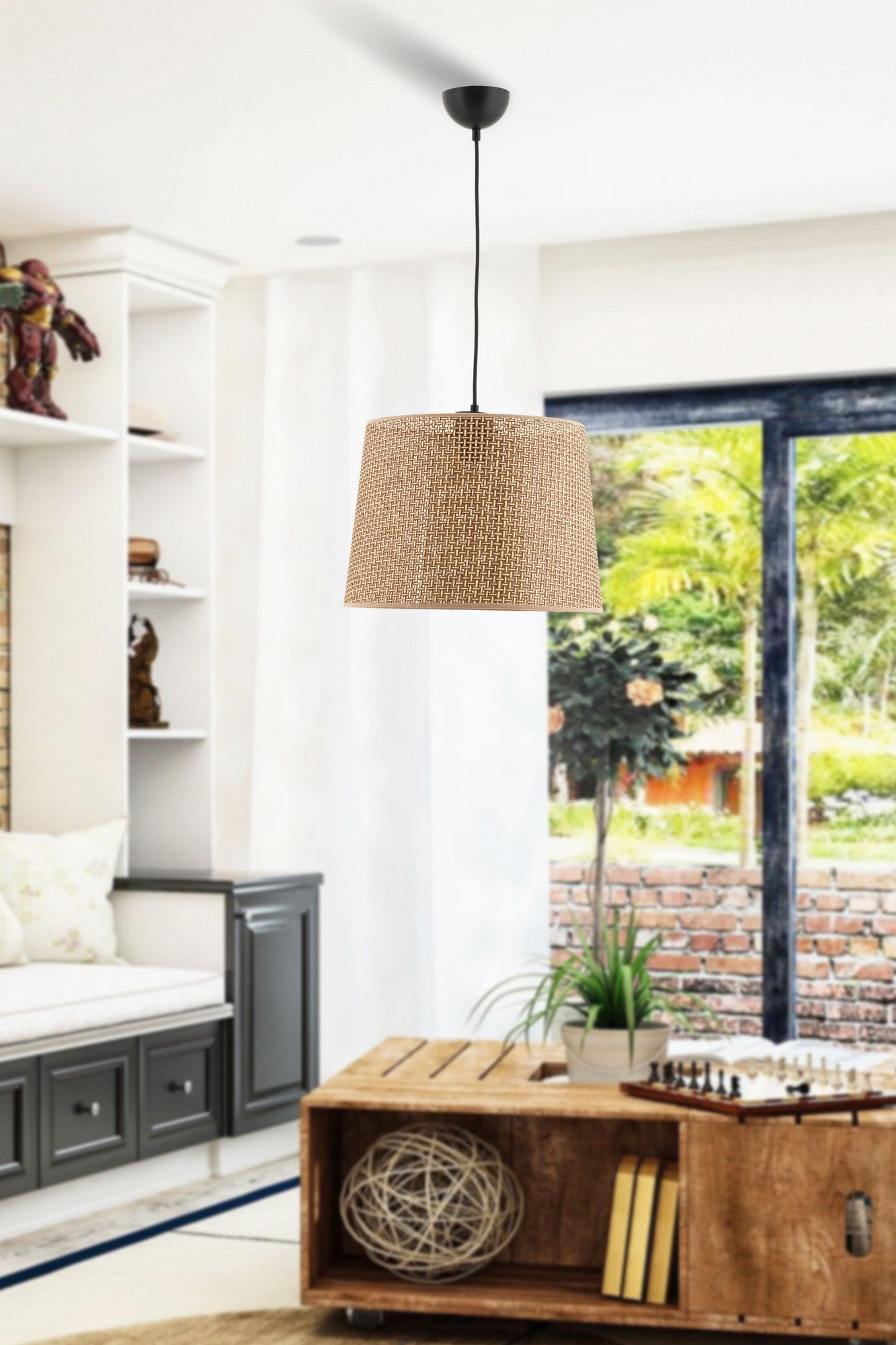 Candeeiro de Teto - 60 cm - Preto - Metal