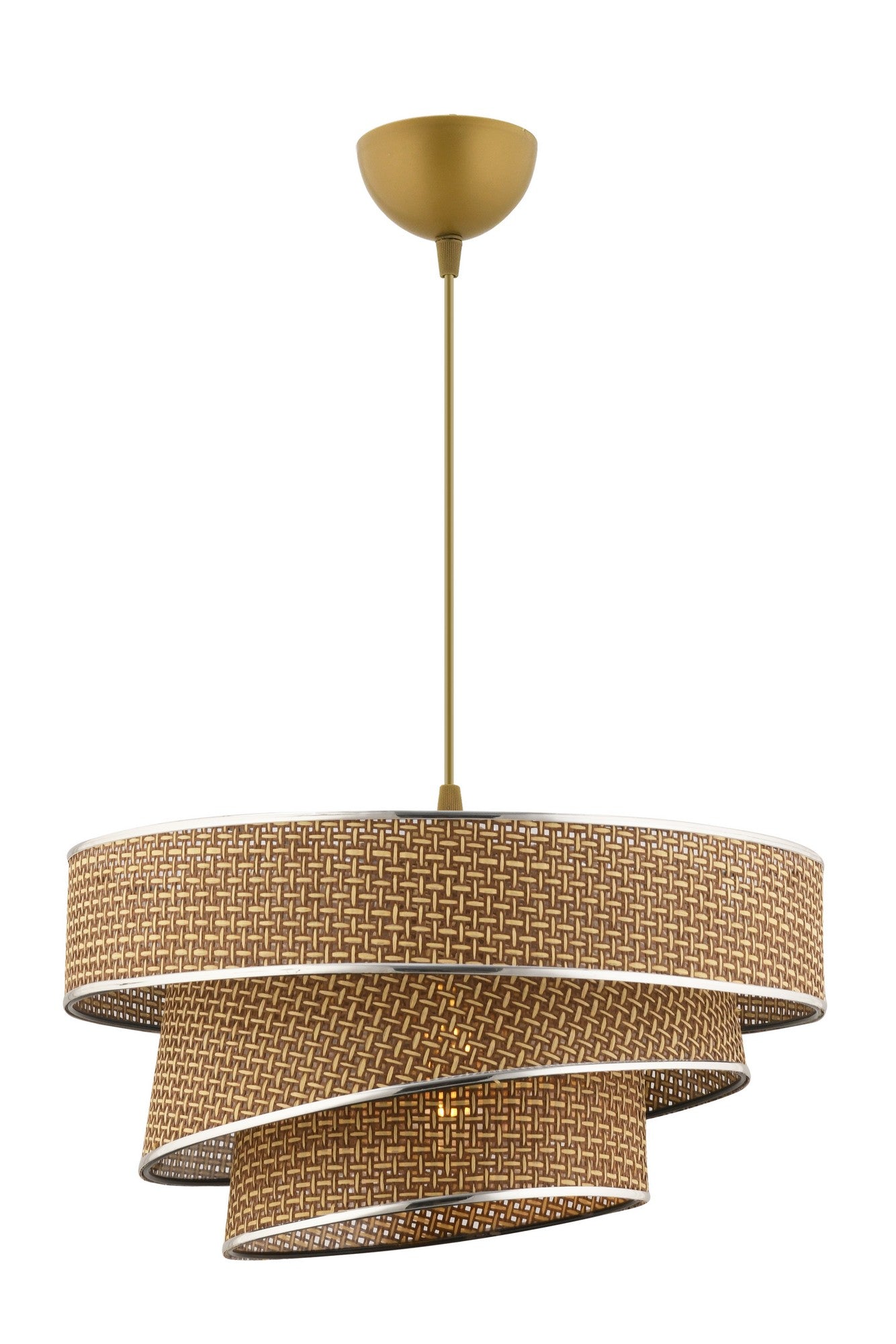 Candeeiro de Teto – 40 x 40 cm – Bege e Prata – Metal e Algodão