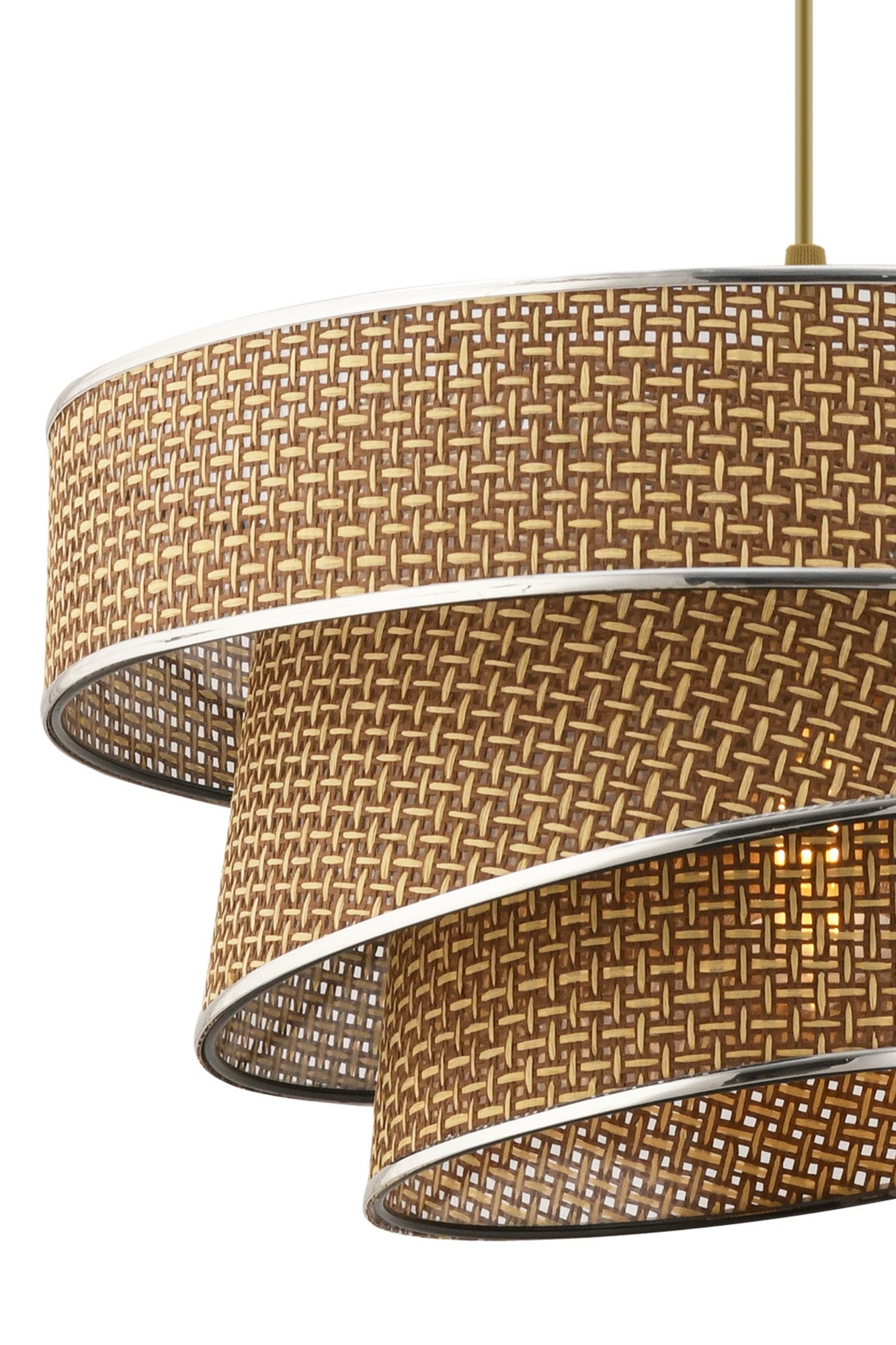 Candeeiro de Teto – 40 x 40 cm – Bege e Prata – Metal e Algodão