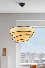 Candeeiro de Teto – 72 cm – Camel e Preto – Metal