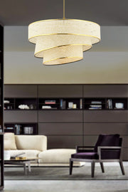 Candeeiro de Teto – 72 cm – Creme e Dourado – Metal