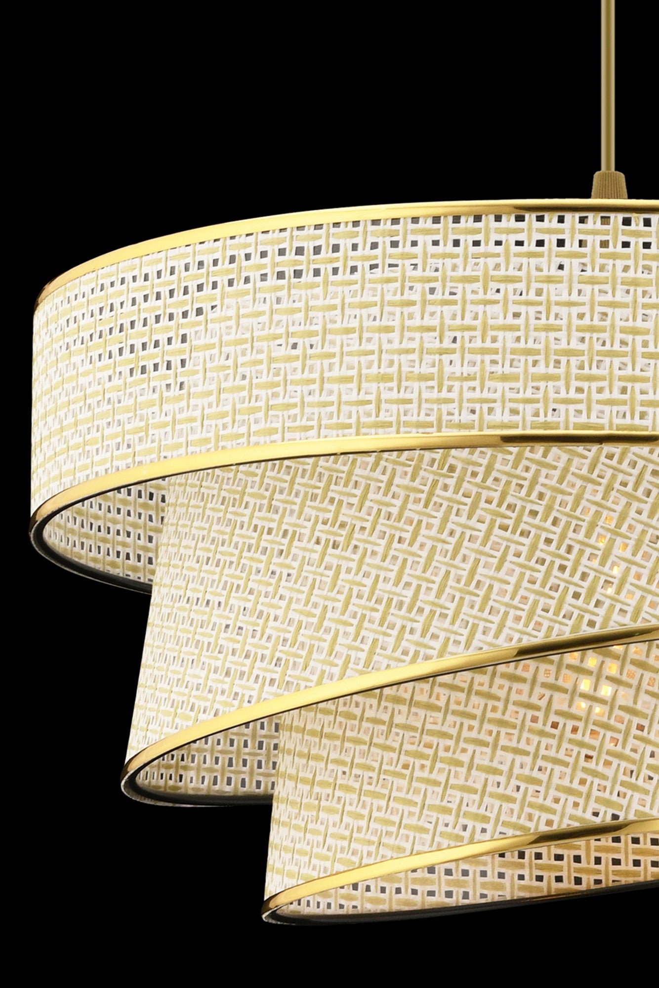 Candeeiro de Teto – 72 cm – Creme e Dourado – Metal