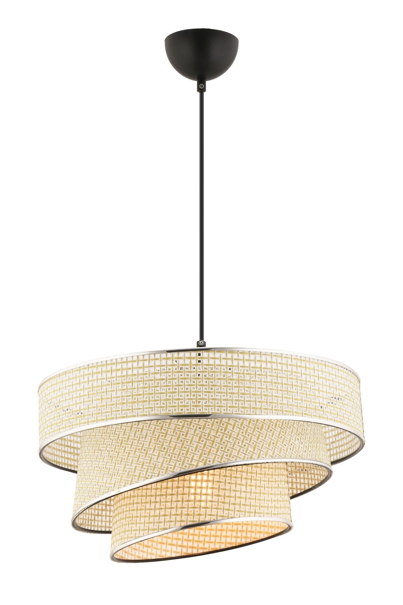 Candeeiro de Teto – 72 cm – Creme e Prata – Metálico