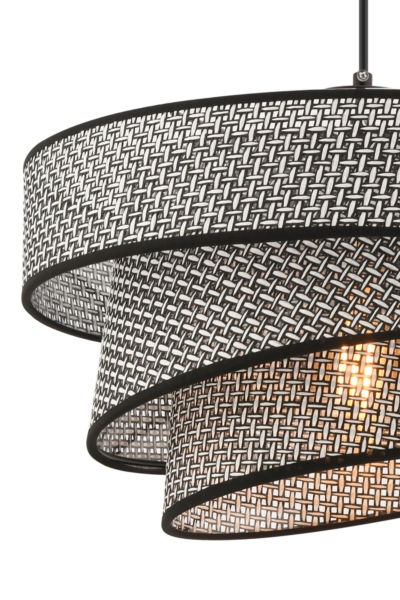 Candeeiro de Teto – 40 x 40 cm – Cinza e Preto – Metal e Algodão