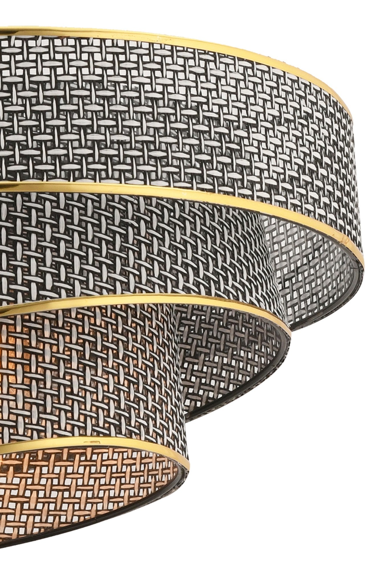 Candeeiro de Teto – 40x40 cm – Cinza e Dourado – Metal e Algodão