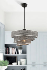 Candeeiro de Teto – 72 cm – Cinza – Metal e Algodão