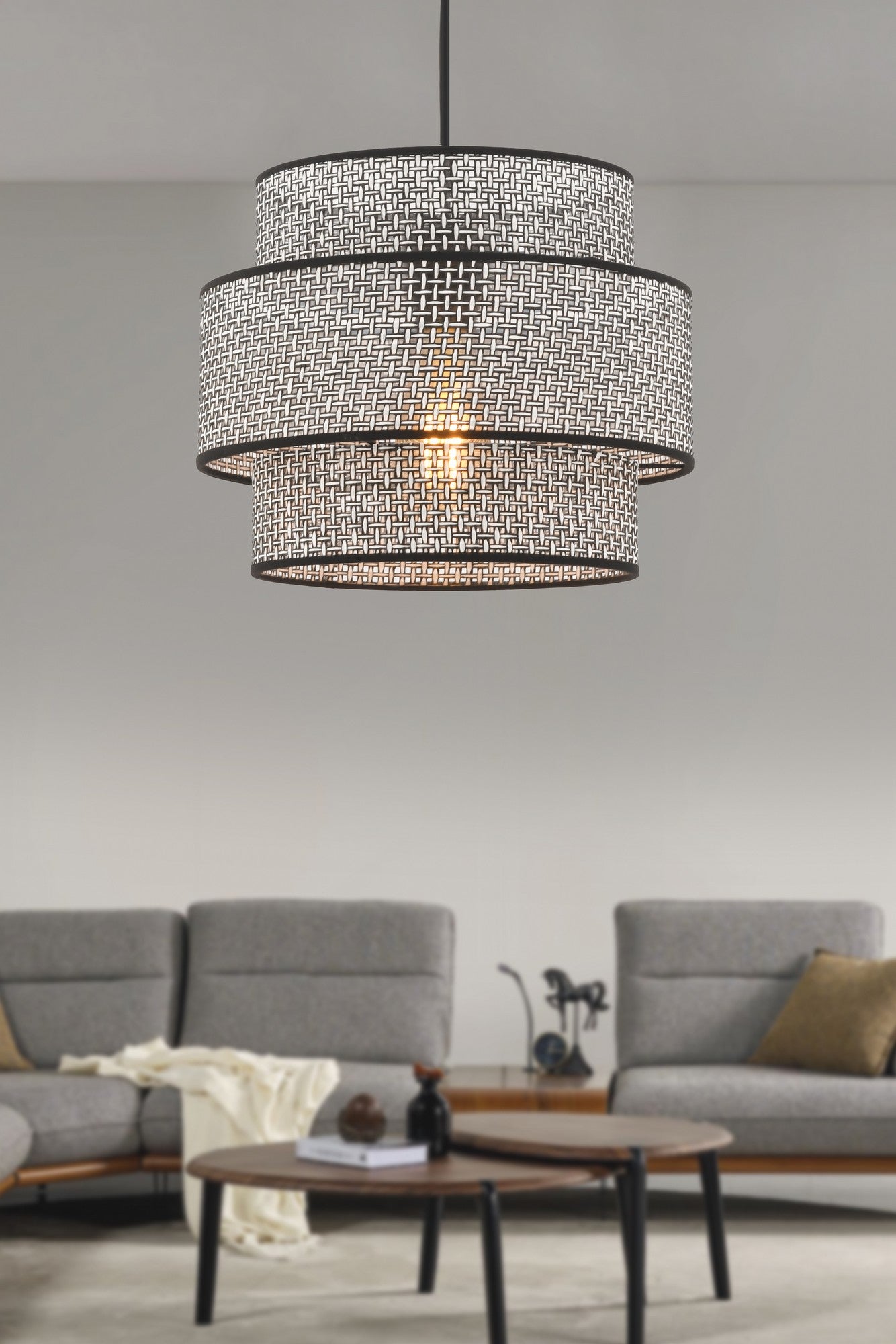 Candeeiro de Teto – 65 cm – Cinza – Metal