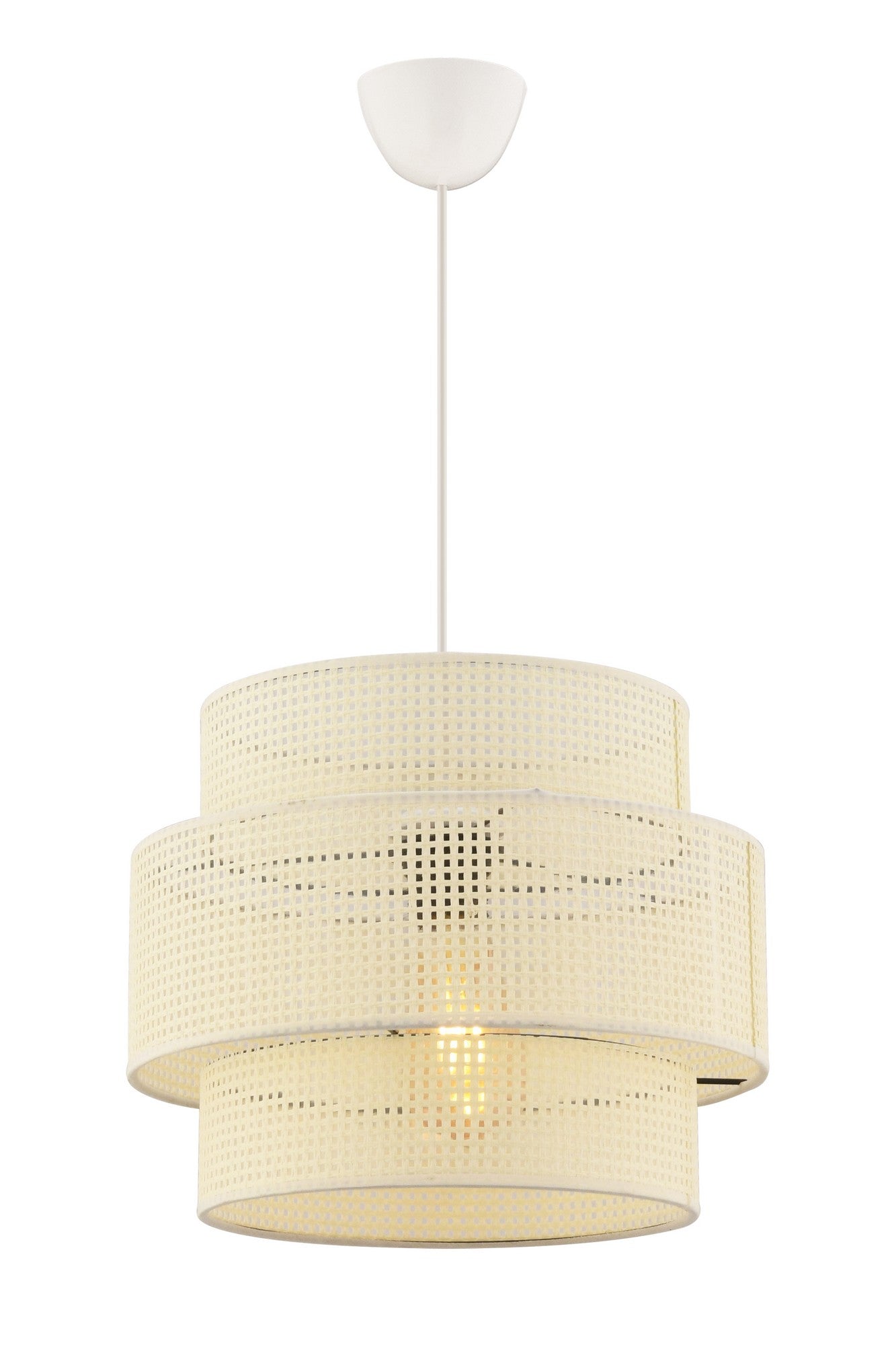 Candeeiro de Teto – 65 cm – Branco – Metal e tecido