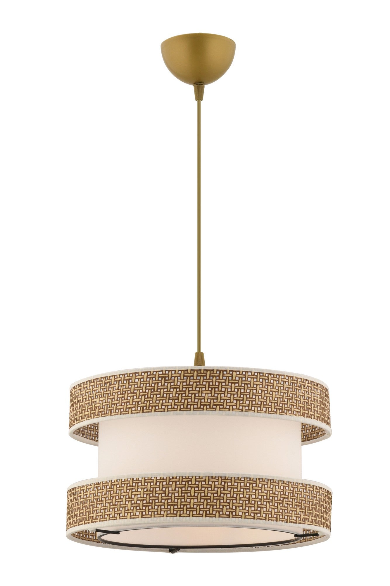Candeeiro de Teto – 65 cm – Bege e Branco – Metal e Algodão