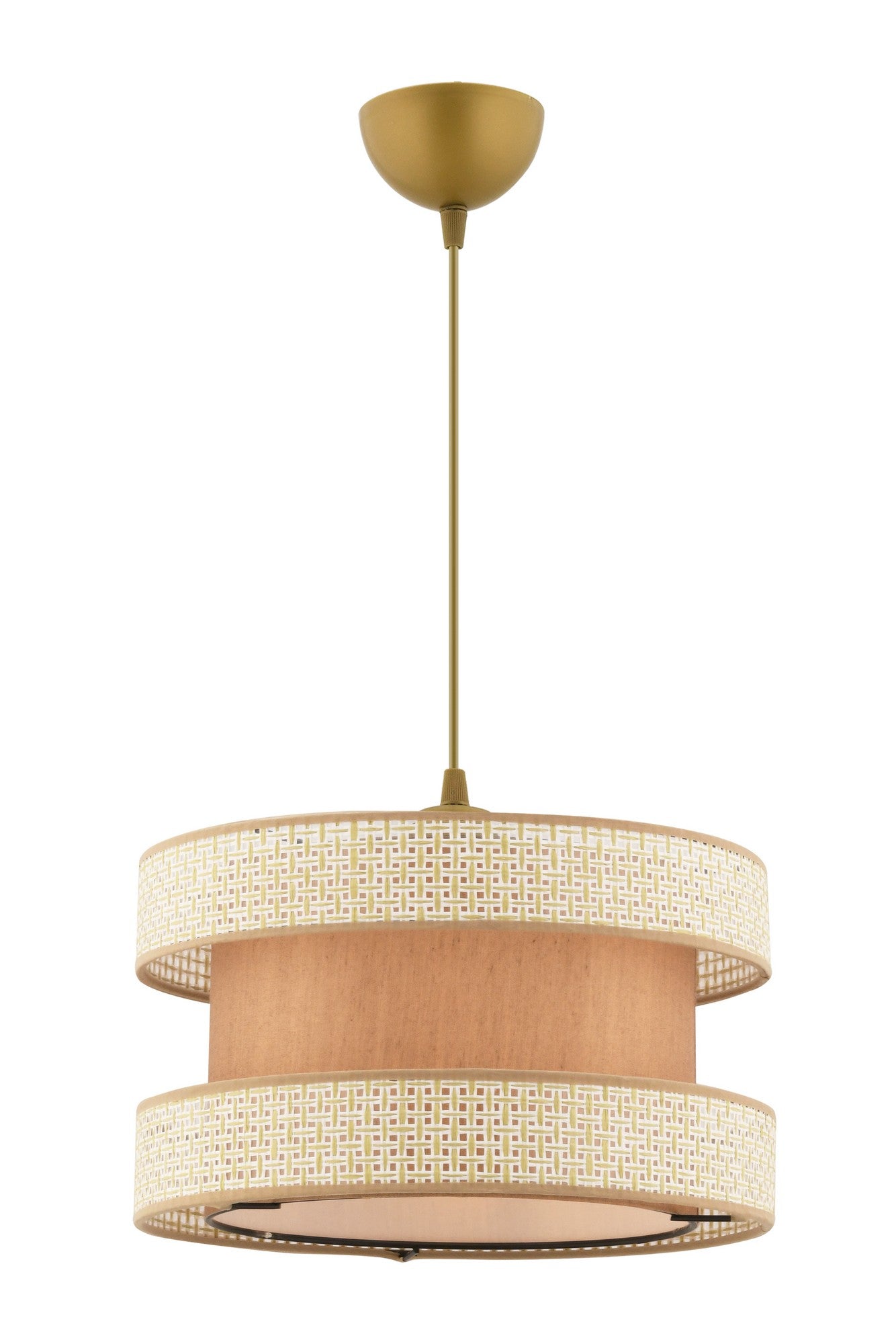 Candeeiro de Teto – 65 cm – Creme e Castanho – Metal e Algodão