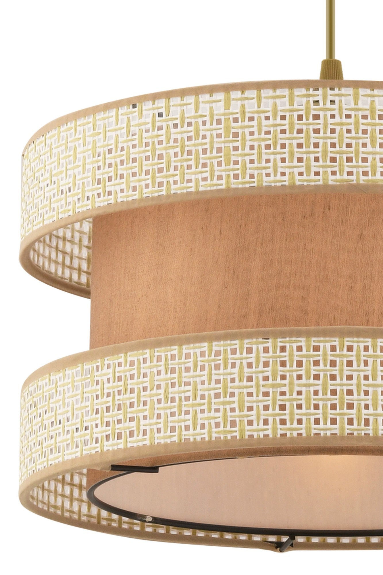Candeeiro de Teto – 65 cm – Creme e Castanho – Metal e Algodão