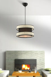 Candeeiro de Teto – 40 x 40 cm – Creme e Preto – Metal e Algodão