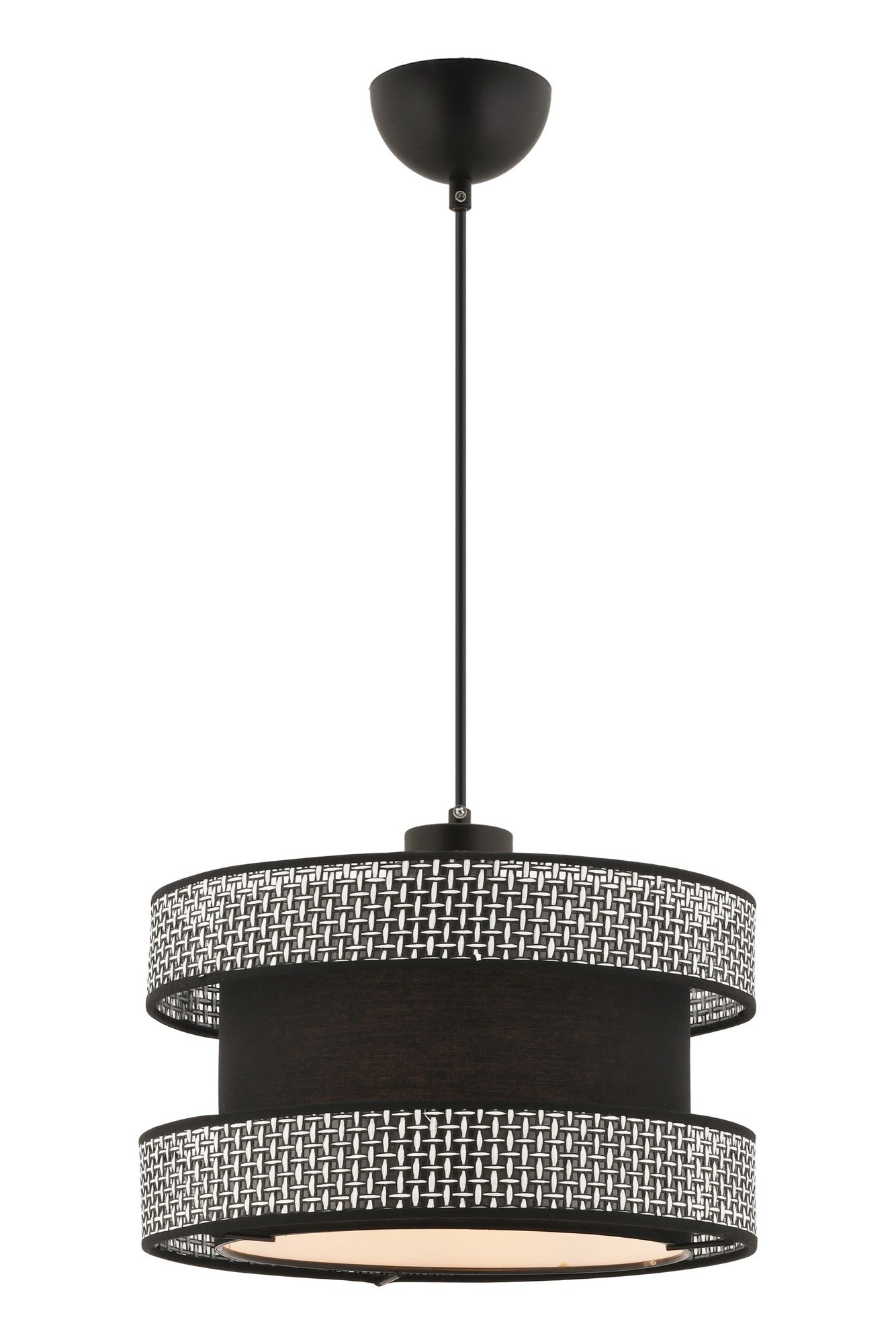 Candeeiro de Teto – 40 x 40 cm – Cinza e Preto – Metal e Algodão