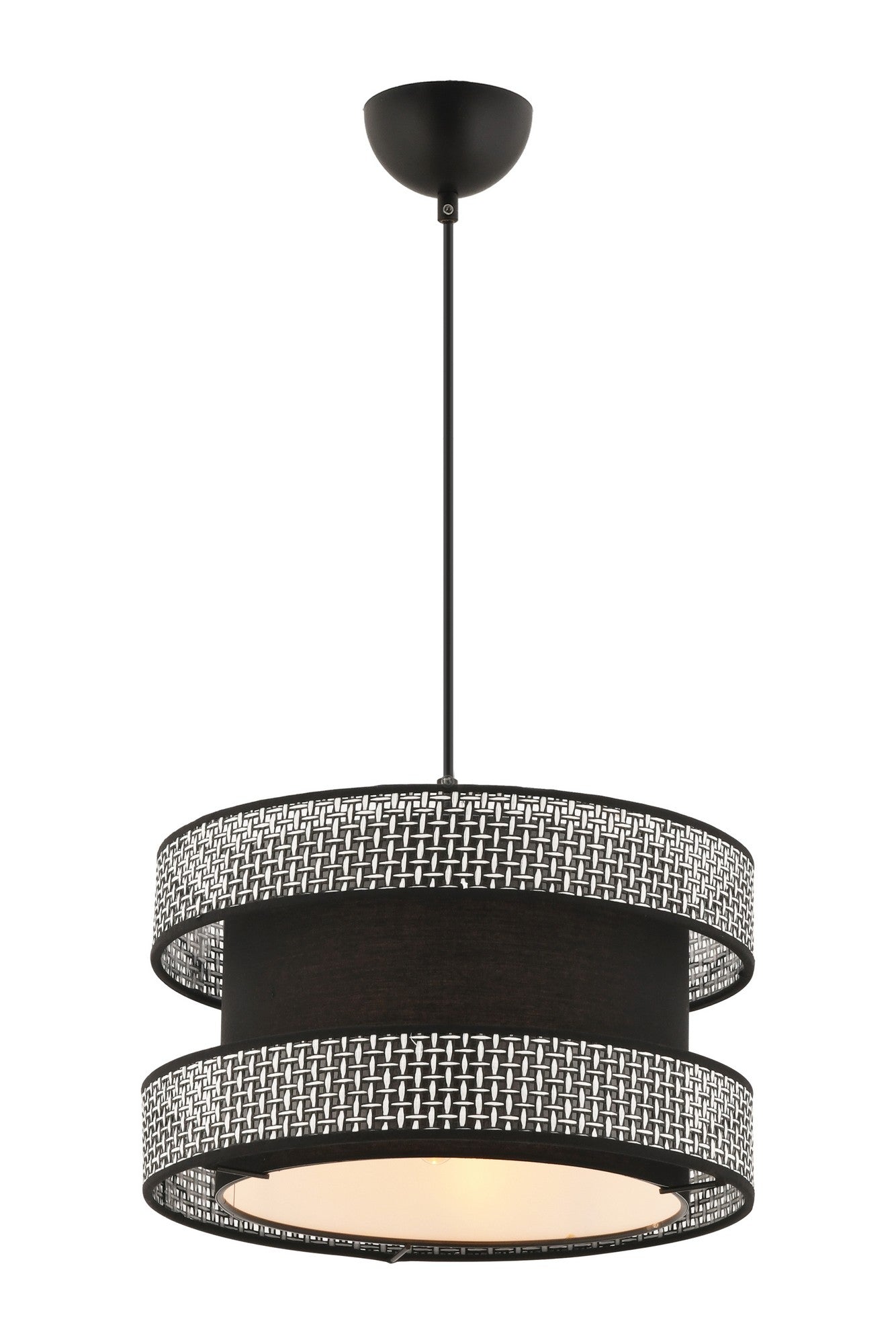 Candeeiro de Teto – 40 x 40 cm – Cinza e Preto – Metal e Algodão