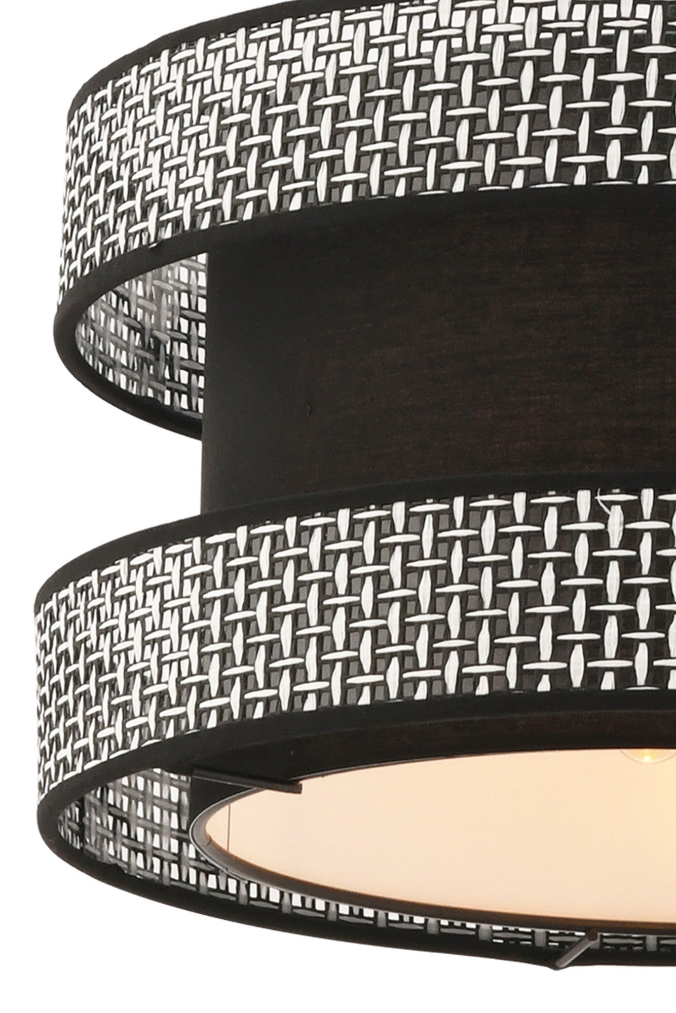 Candeeiro de Teto – 40 x 40 cm – Cinza e Preto – Metal e Algodão