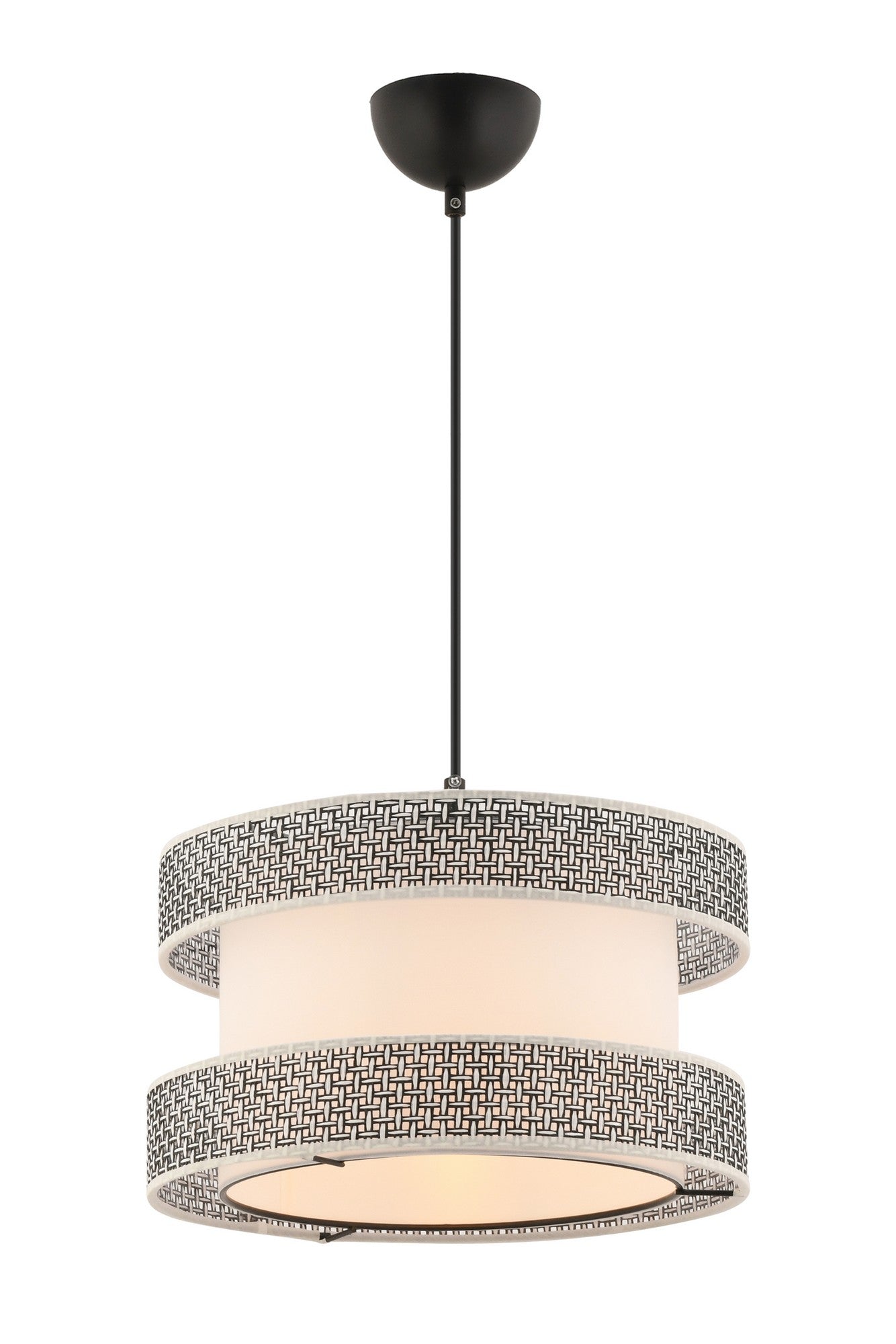 Candeeiro de Teto – 40 x 40 cm – Cinza e Branco – Metal e Algodão