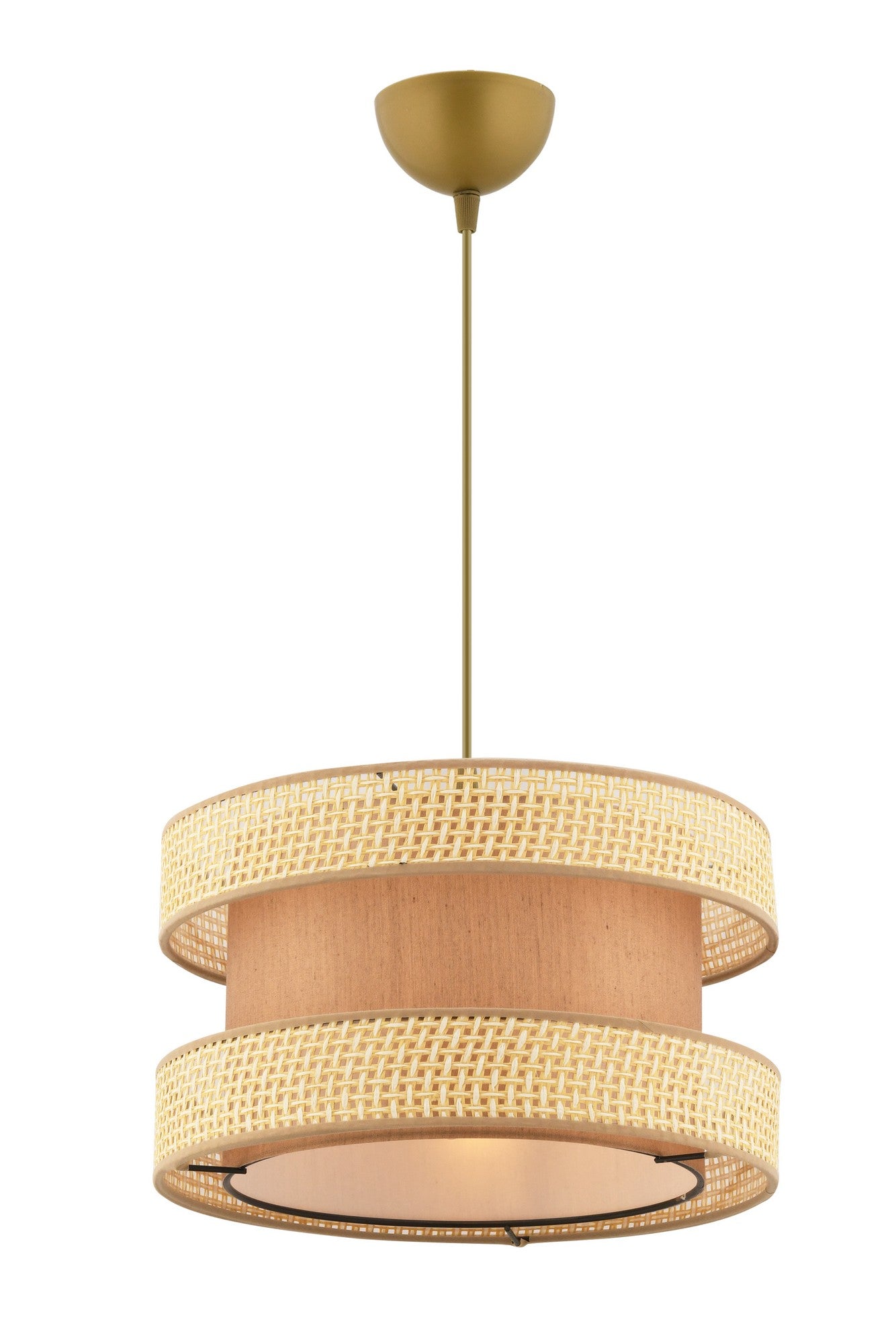 Candeeiro de Teto – 65 cm – Camelo e Castanho – Metal e Algodão