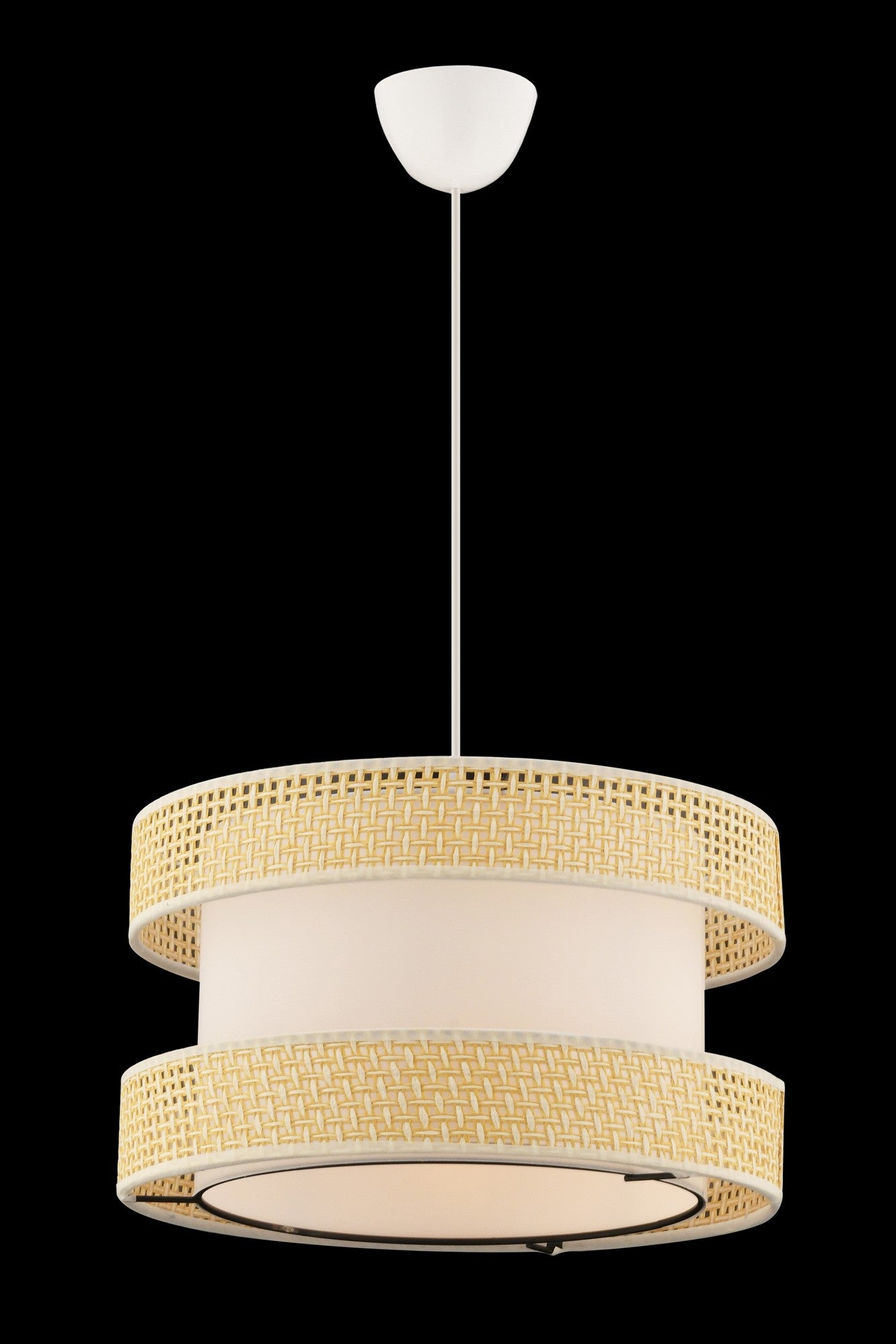Candeeiro de Teto – 65 cm – Camel e Branco – Metal e Algodão