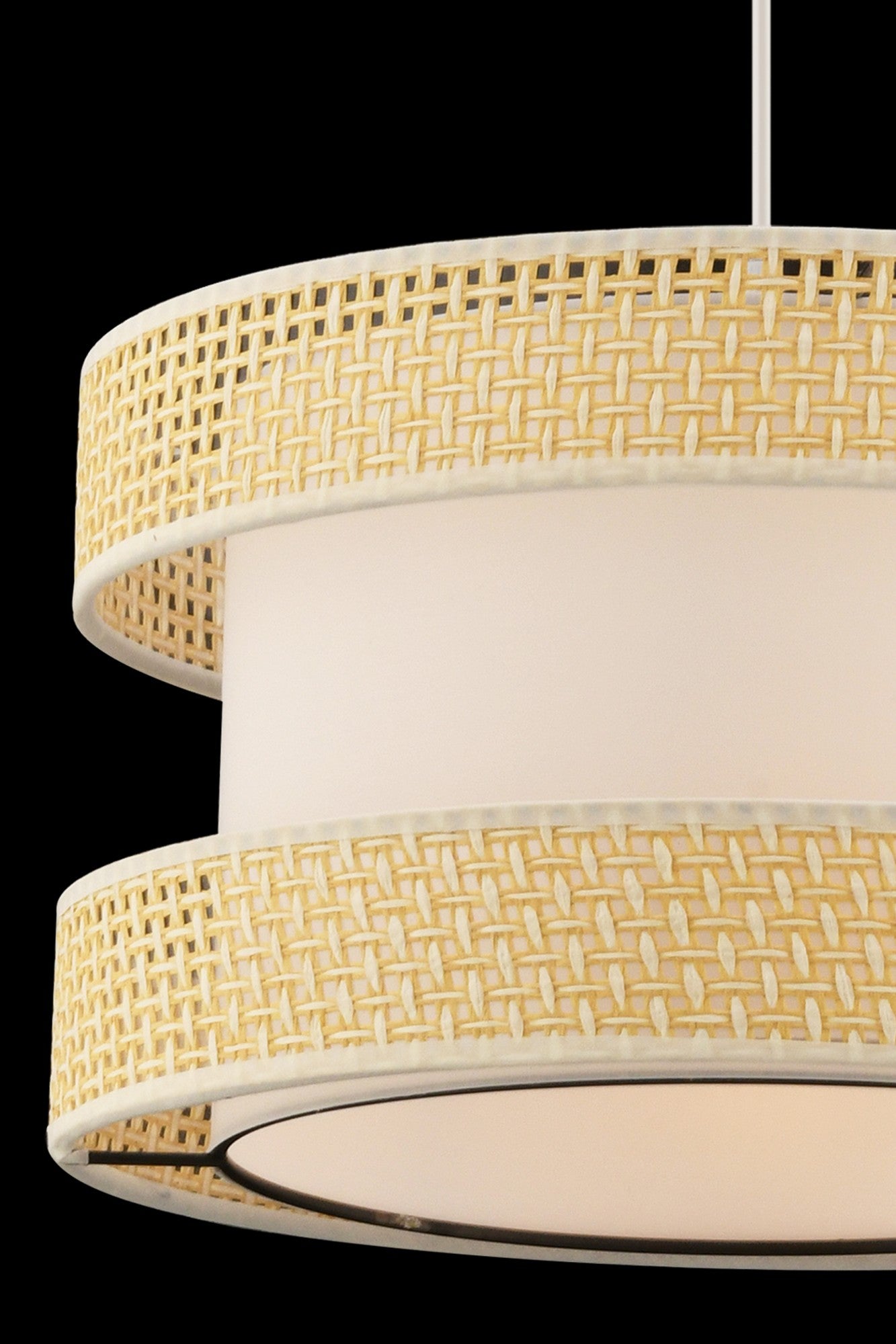 Candeeiro de Teto – 65 cm – Camel e Branco – Metal e Algodão