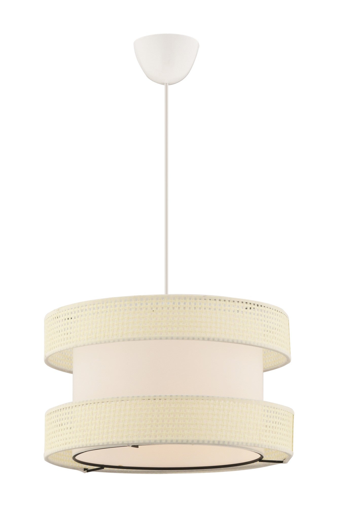 Candeeiro de Teto – 65 cm – Branco – Metal e Algodão