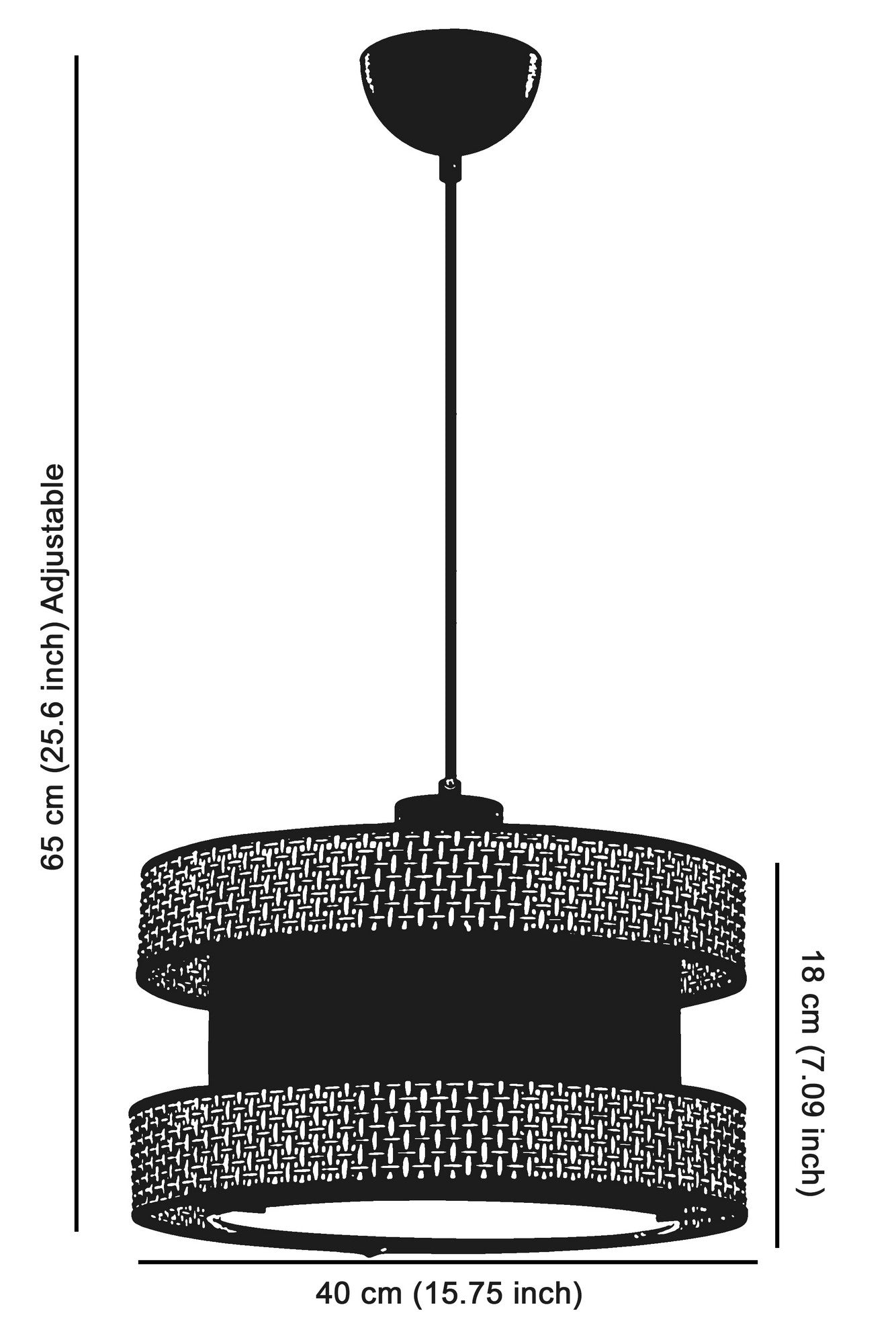 Candeeiro de Teto – 65 cm – Branco – Metal e Algodão