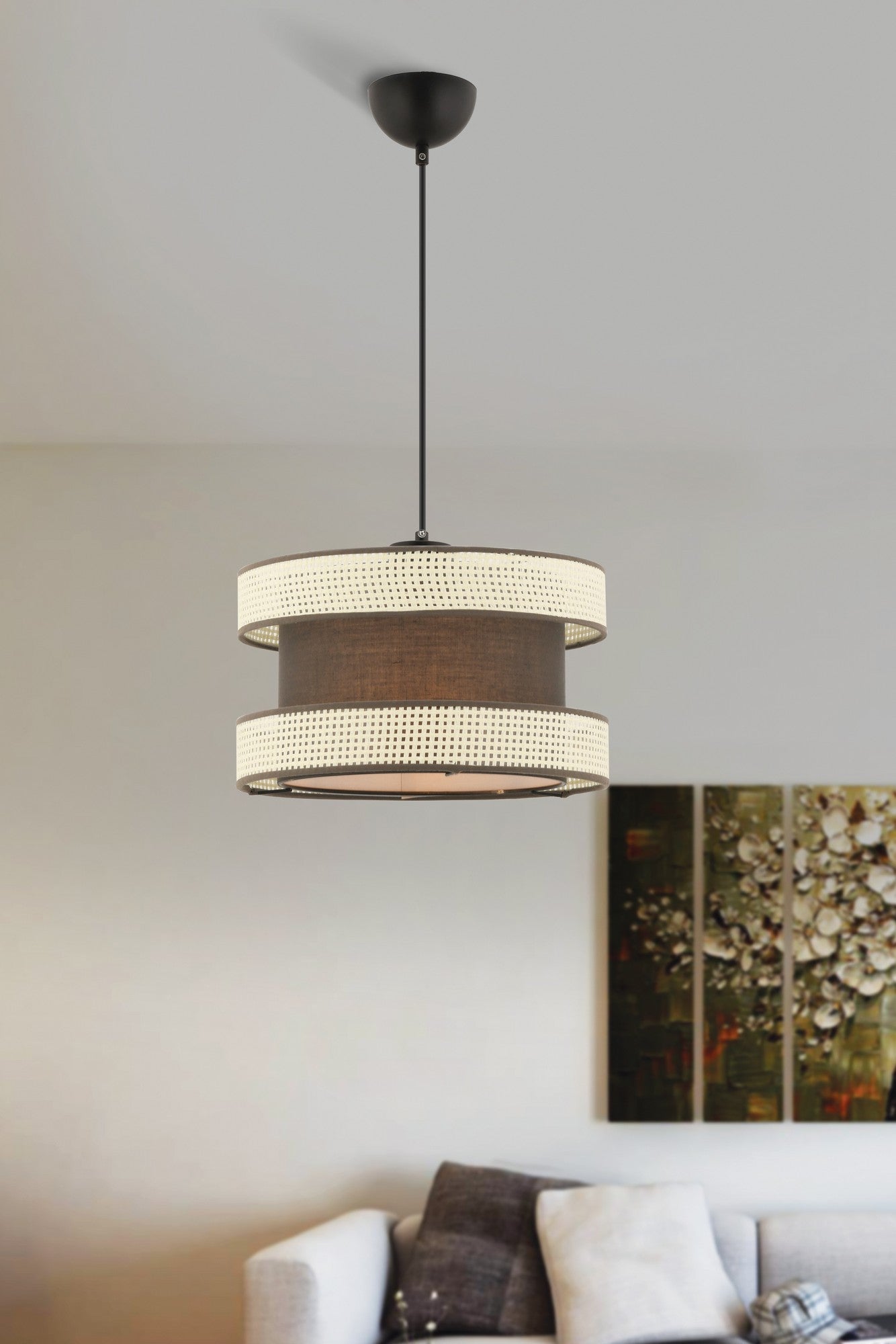 Candeeiro de Teto – 40 x 40 cm – Branco e Antracite – Metal