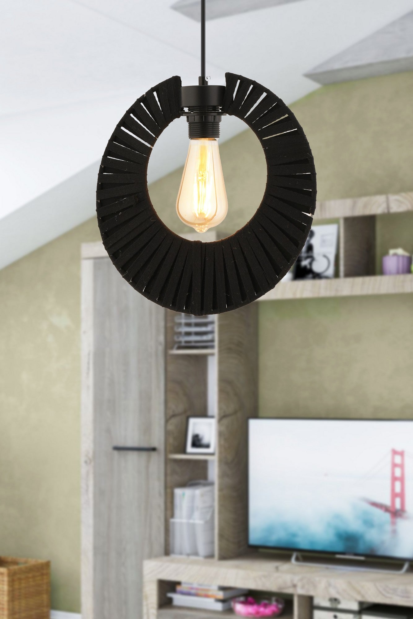 Candeeiro de Teto – 30 cm – Preto – Metal
