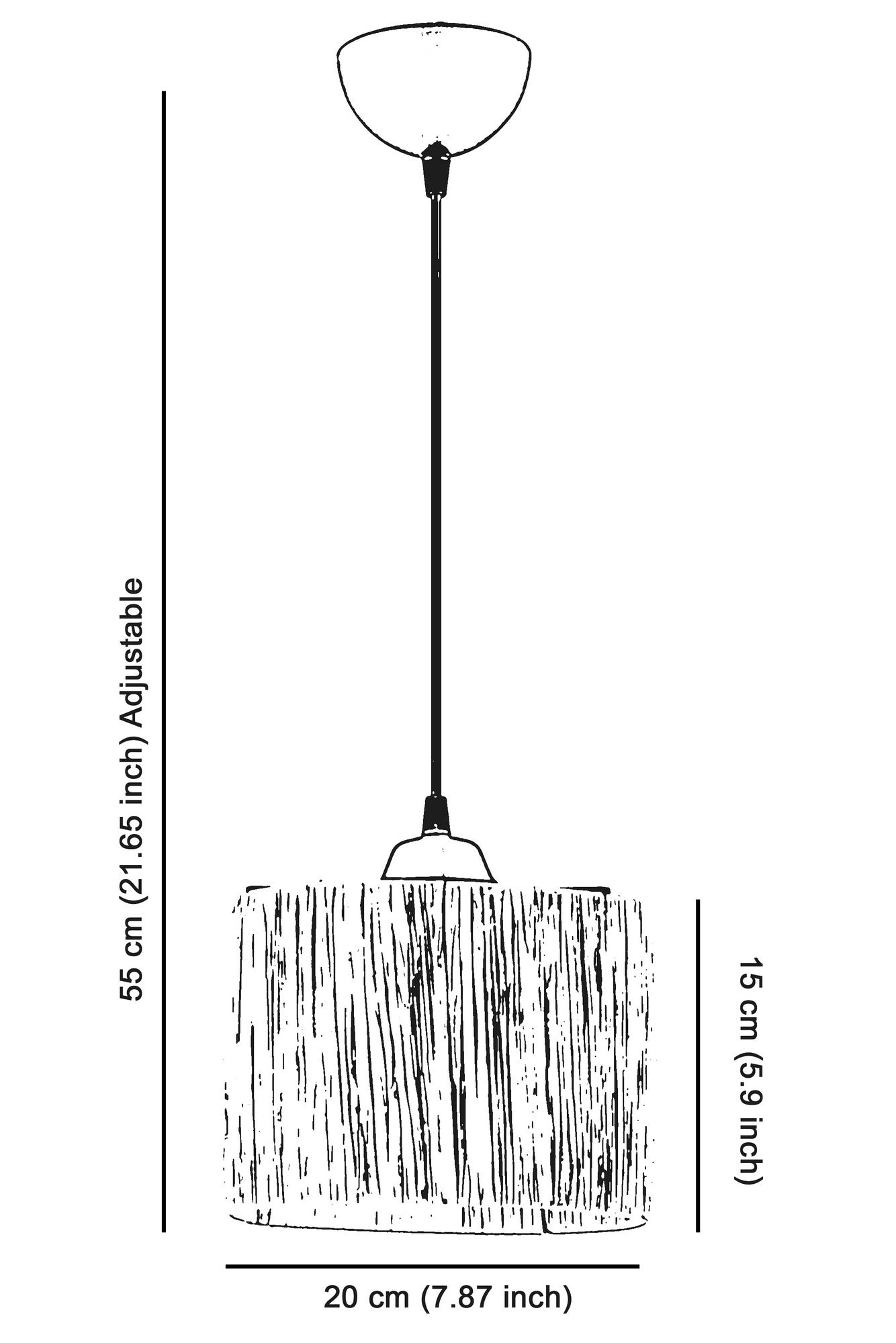 Candeeiro de Teto – 55 cm – Natural – Metal e Ráfia