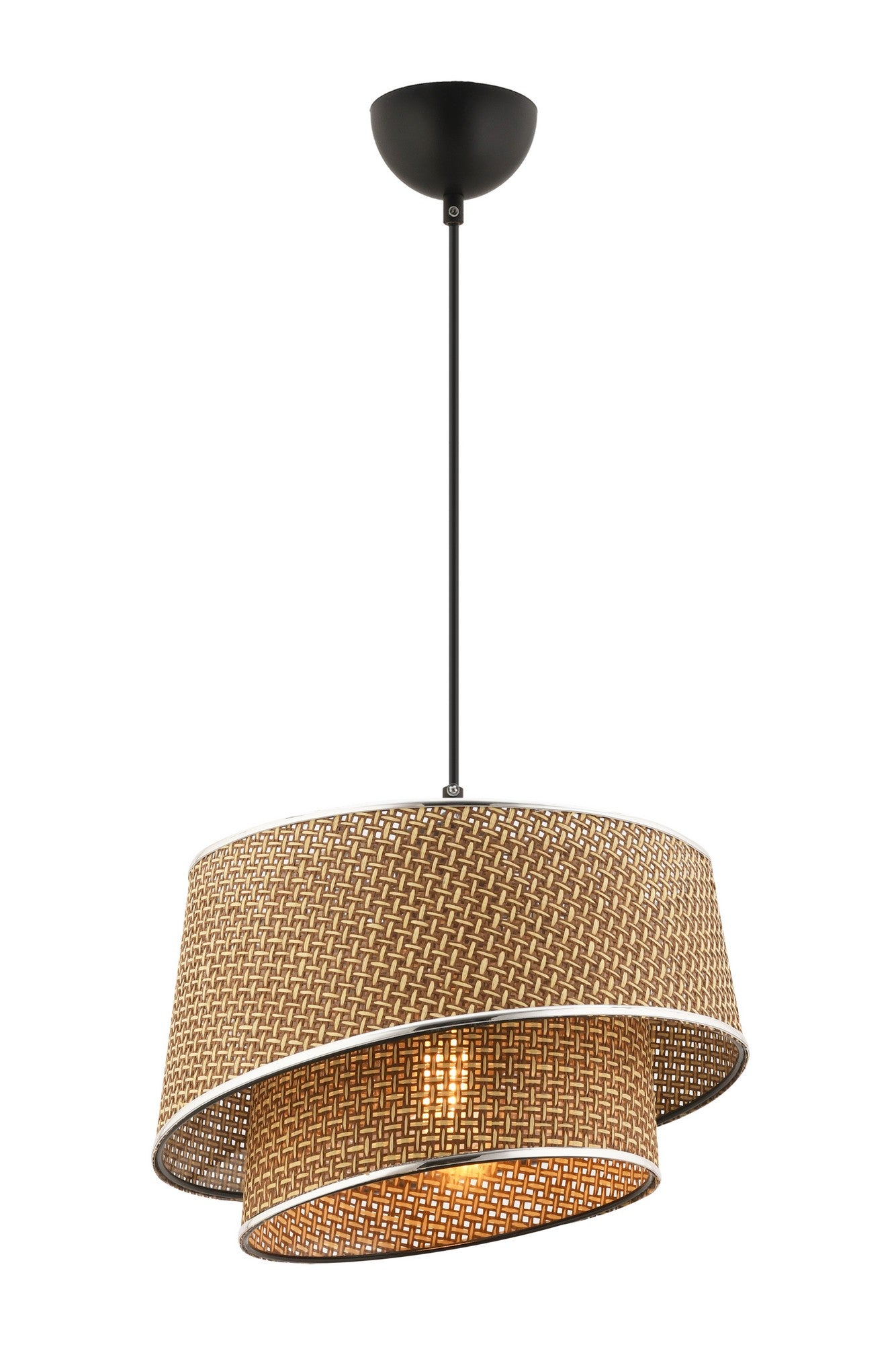 Candeeiro de Teto – 65 cm – Bege e Prata – Metálico