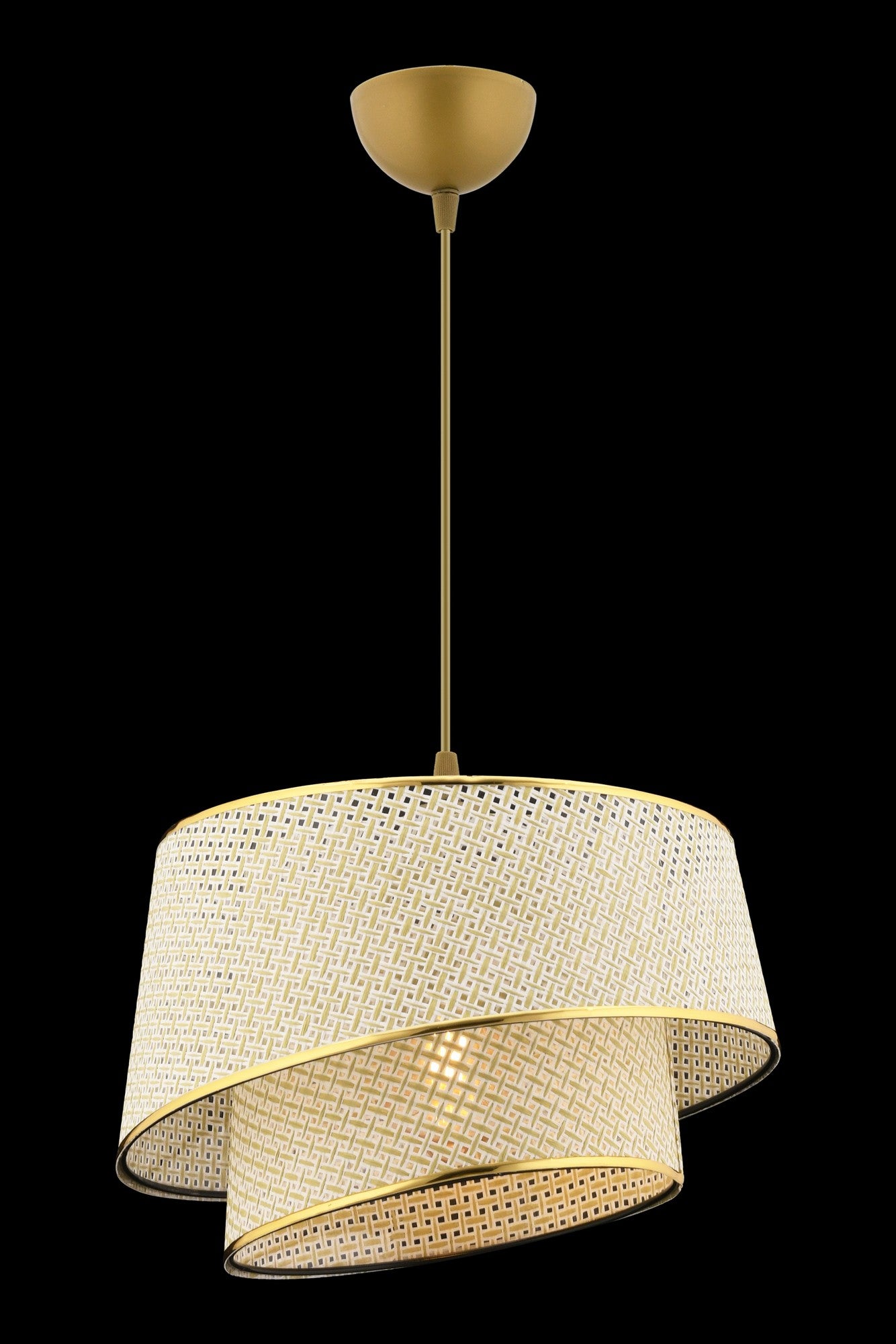 Candeeiro de Teto – 65 cm – Creme e Dourado – Metálico e Tecido
