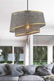 Candeeiro de Teto – 65 cm – Cinzento e dourado – Metálico