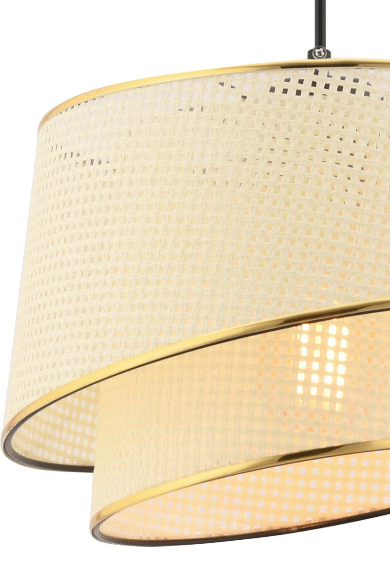 Candeeiro de Teto – 65 cm – Branco e Dourado – Metálico e Tecido