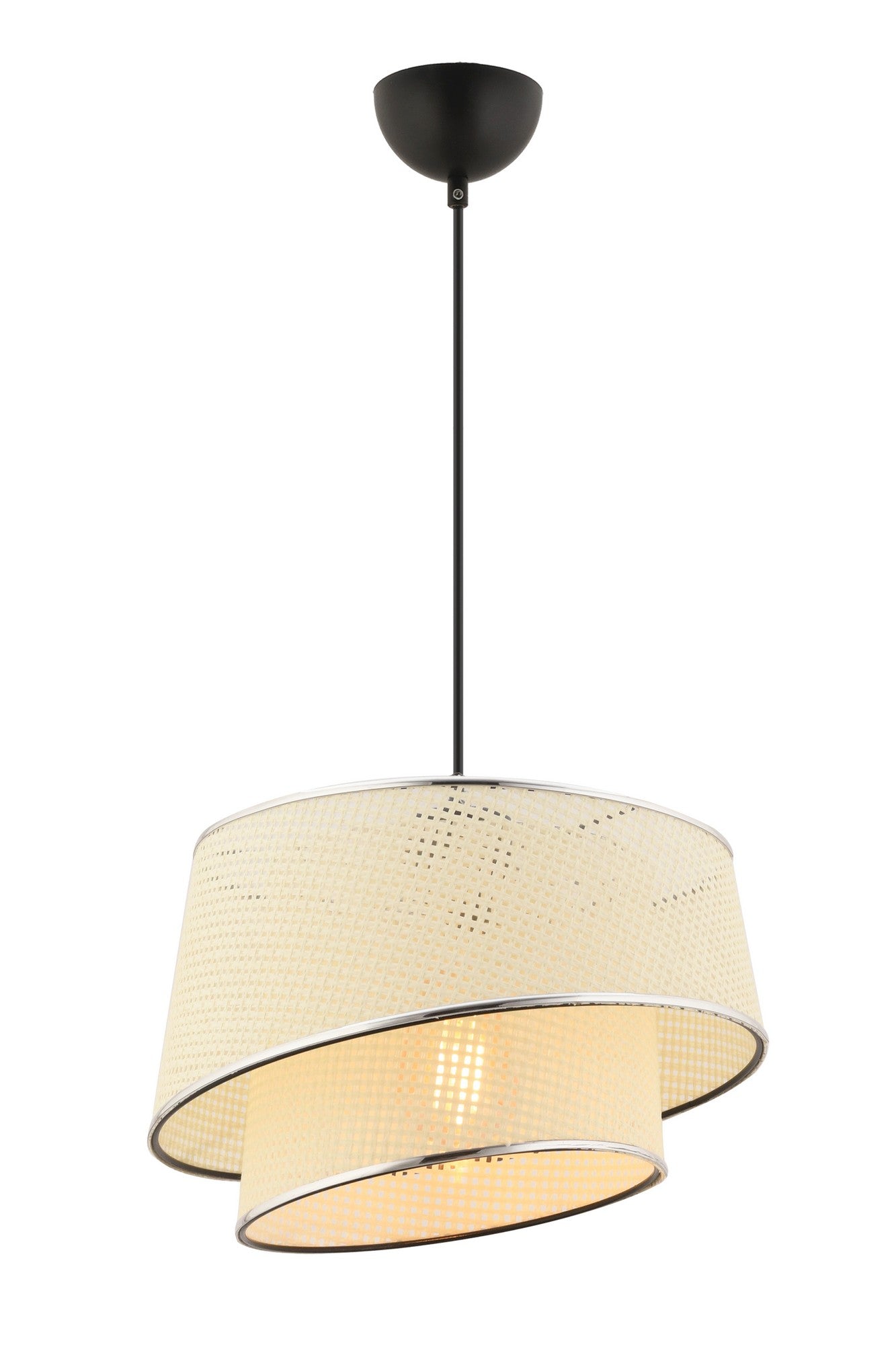 Candeeiro de Teto – 32 x 32 x 65 cm – Branco e Prateado – Metal