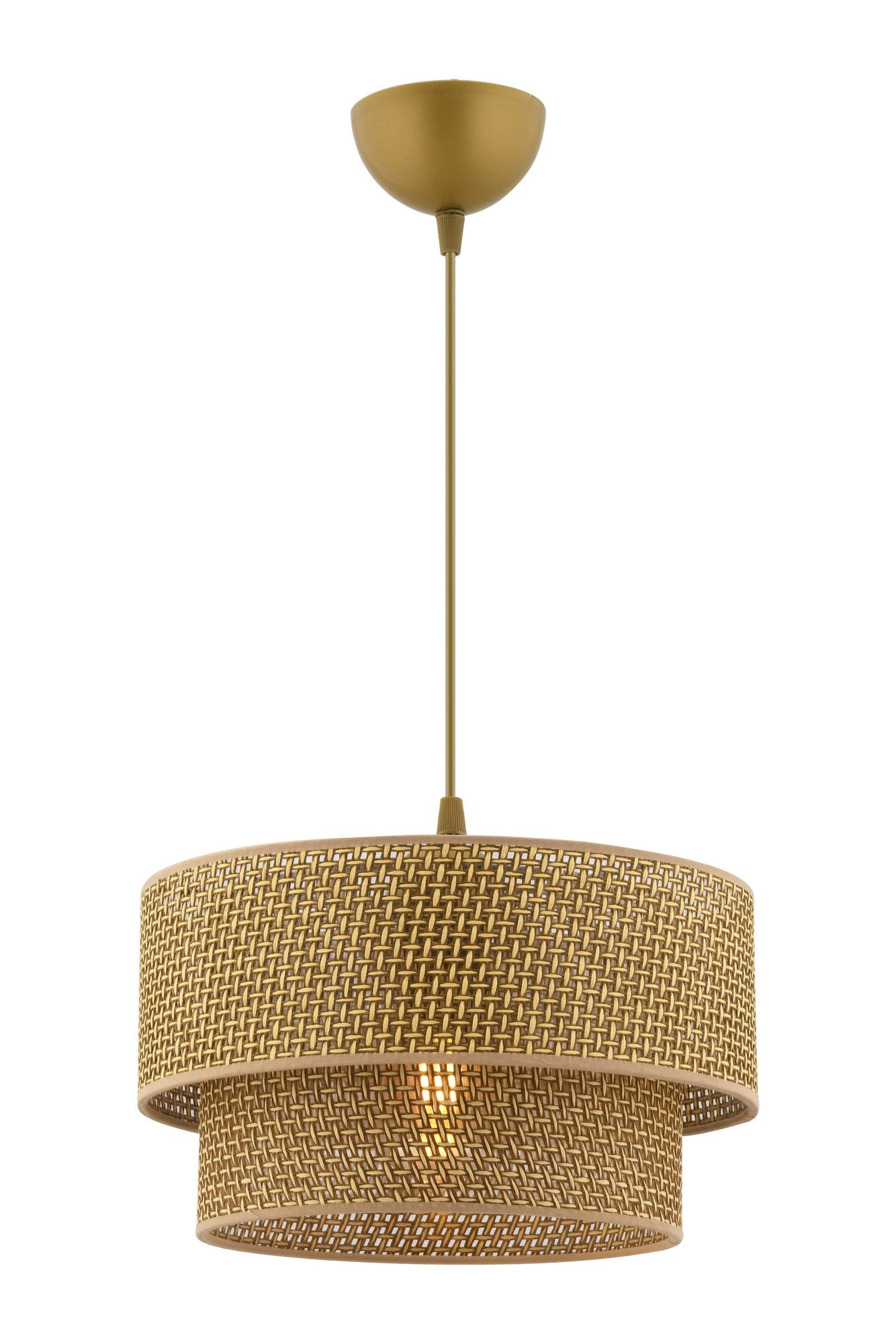 Candeeiro de Teto – 65 cm – Bege – Metálico e Algodão