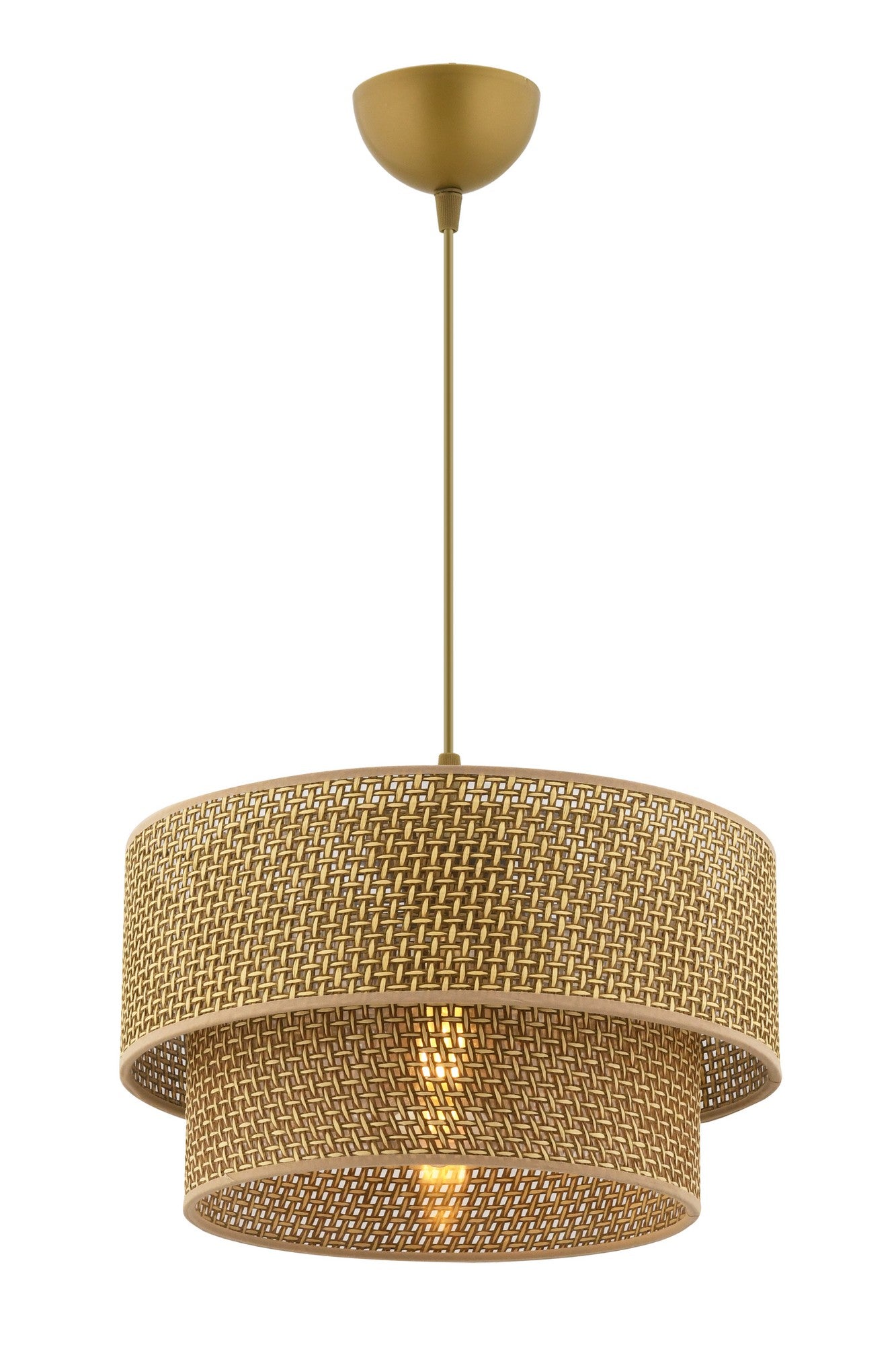 Candeeiro de Teto – 65 cm – Bege – Metálico e Algodão