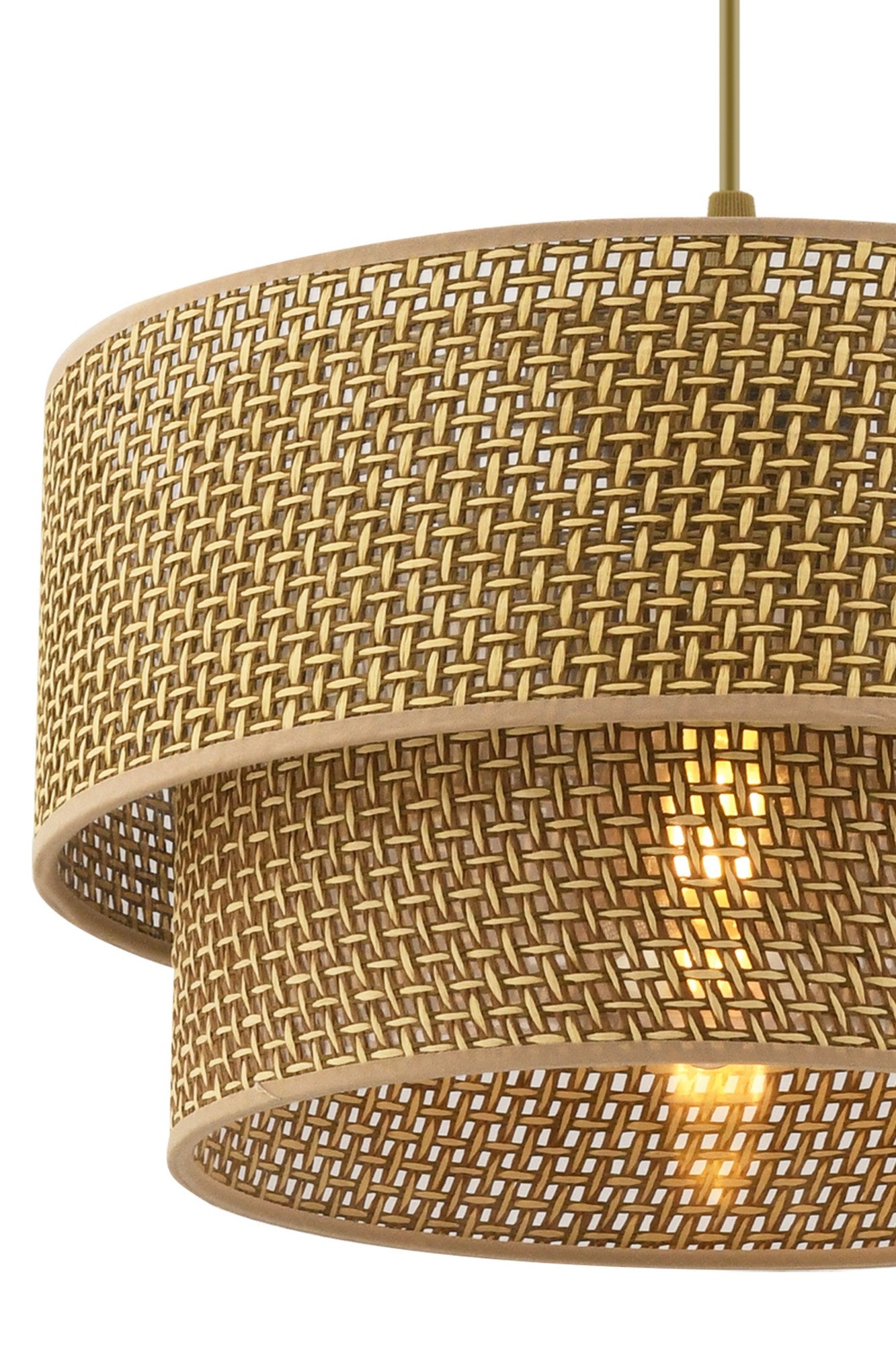 Candeeiro de Teto – 65 cm – Bege – Metálico e Algodão