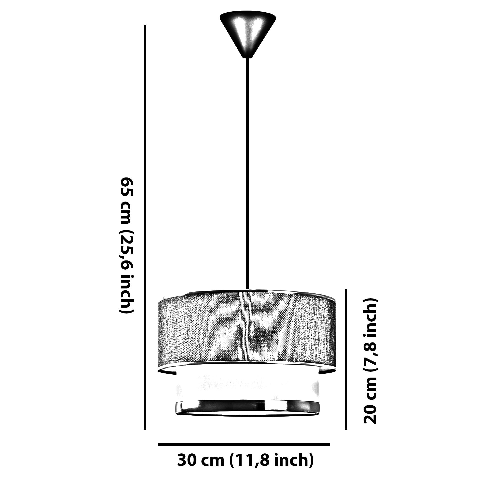 Candeeiro de Teto – 65 cm – Bege e Preto – Metálico
