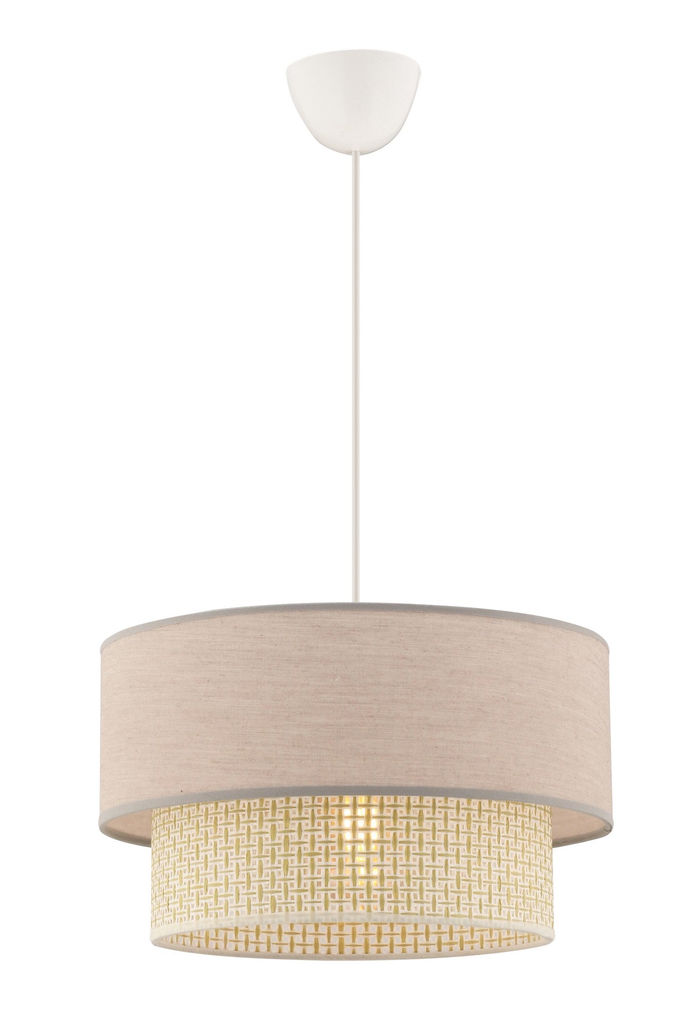 Candeeiro de Teto – 30 x 30 cm – Creme e Bege – Metal e Algodão