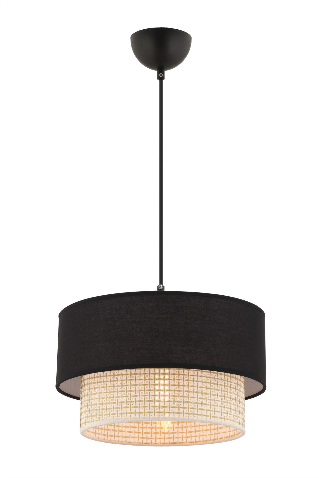 Candeeiro de Teto – 30 x 30 cm – Creme e Preto – Metal e Algodão