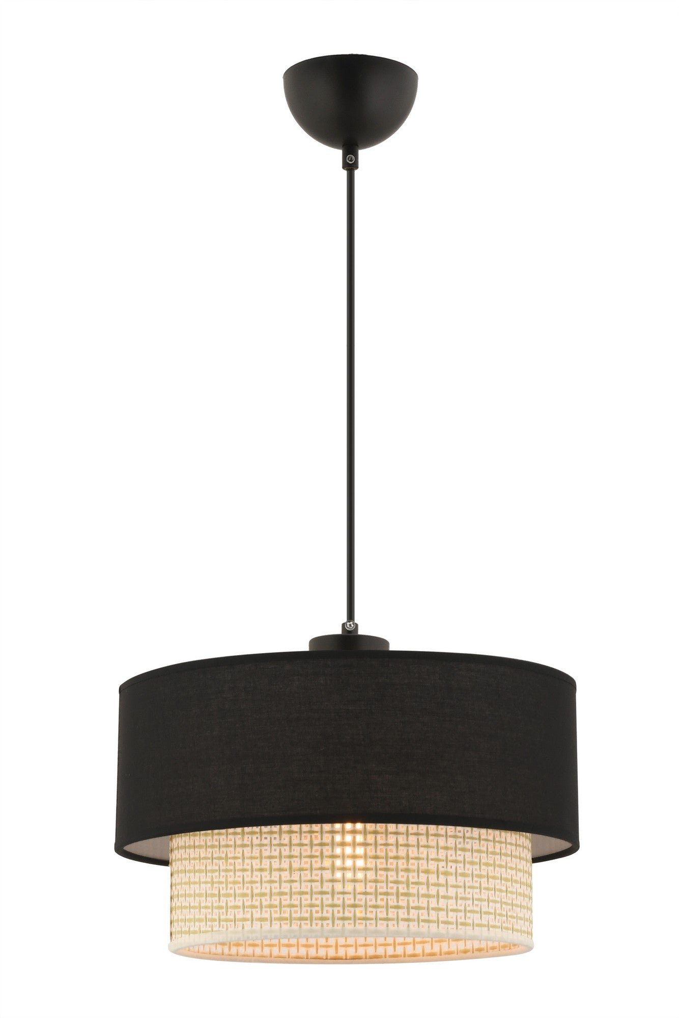 Candeeiro de Teto – 30 x 30 cm – Creme e Preto – Metal e Algodão