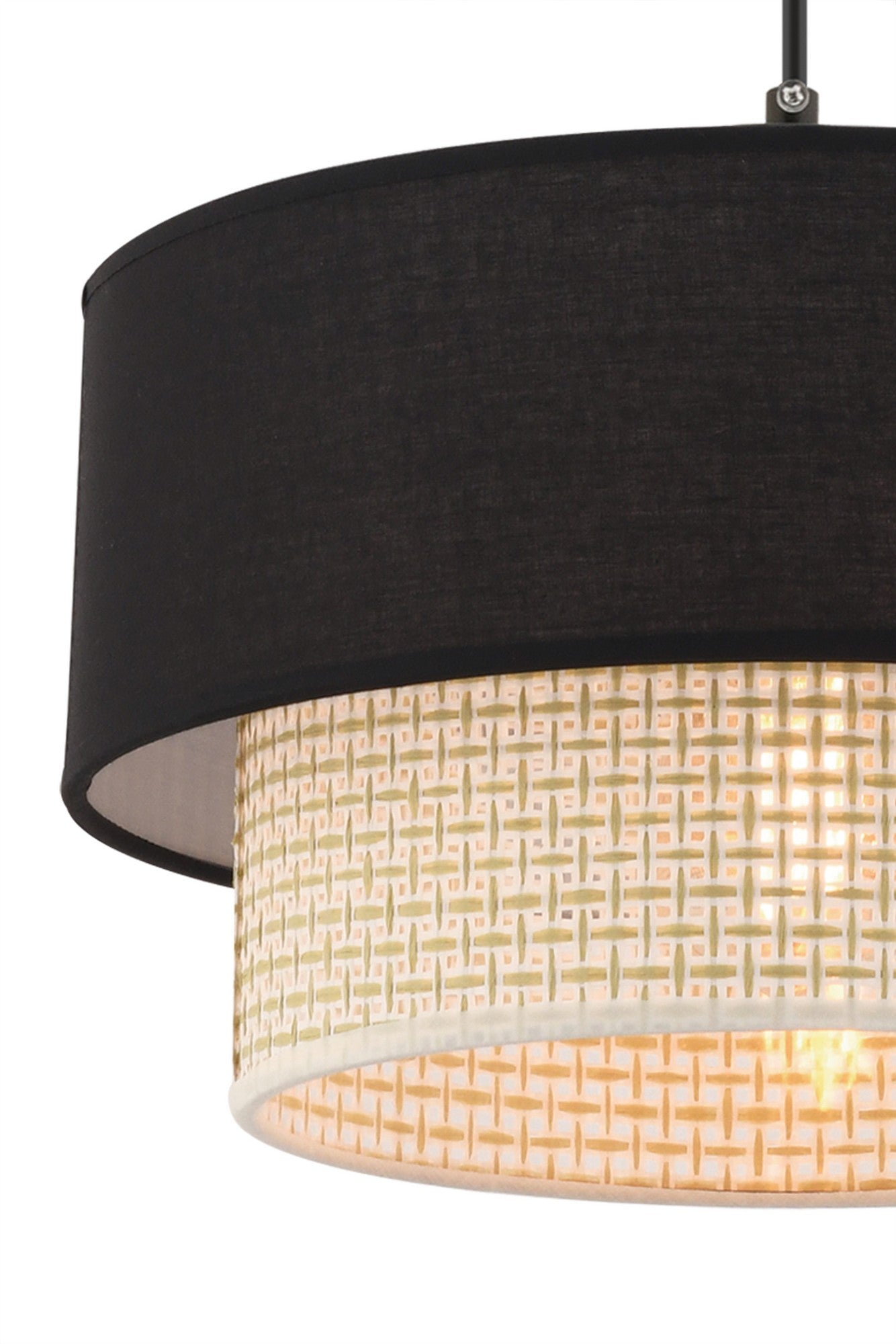 Candeeiro de Teto – 30 x 30 cm – Creme e Preto – Metal e Algodão