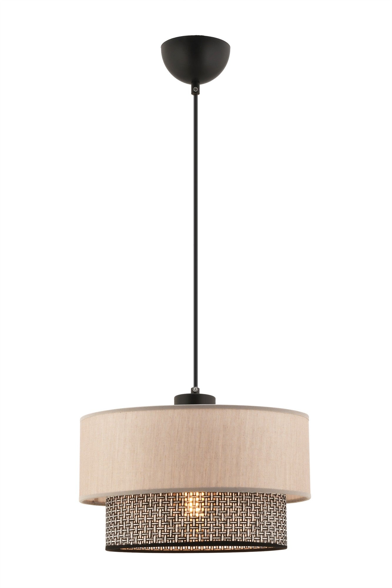 Candeeiro de Teto – 65 cm – Cinza e Bege – Metal