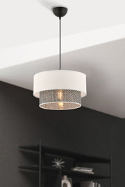 Candeeiro de Teto – 65 cm – Cinza e Branco – Metálico