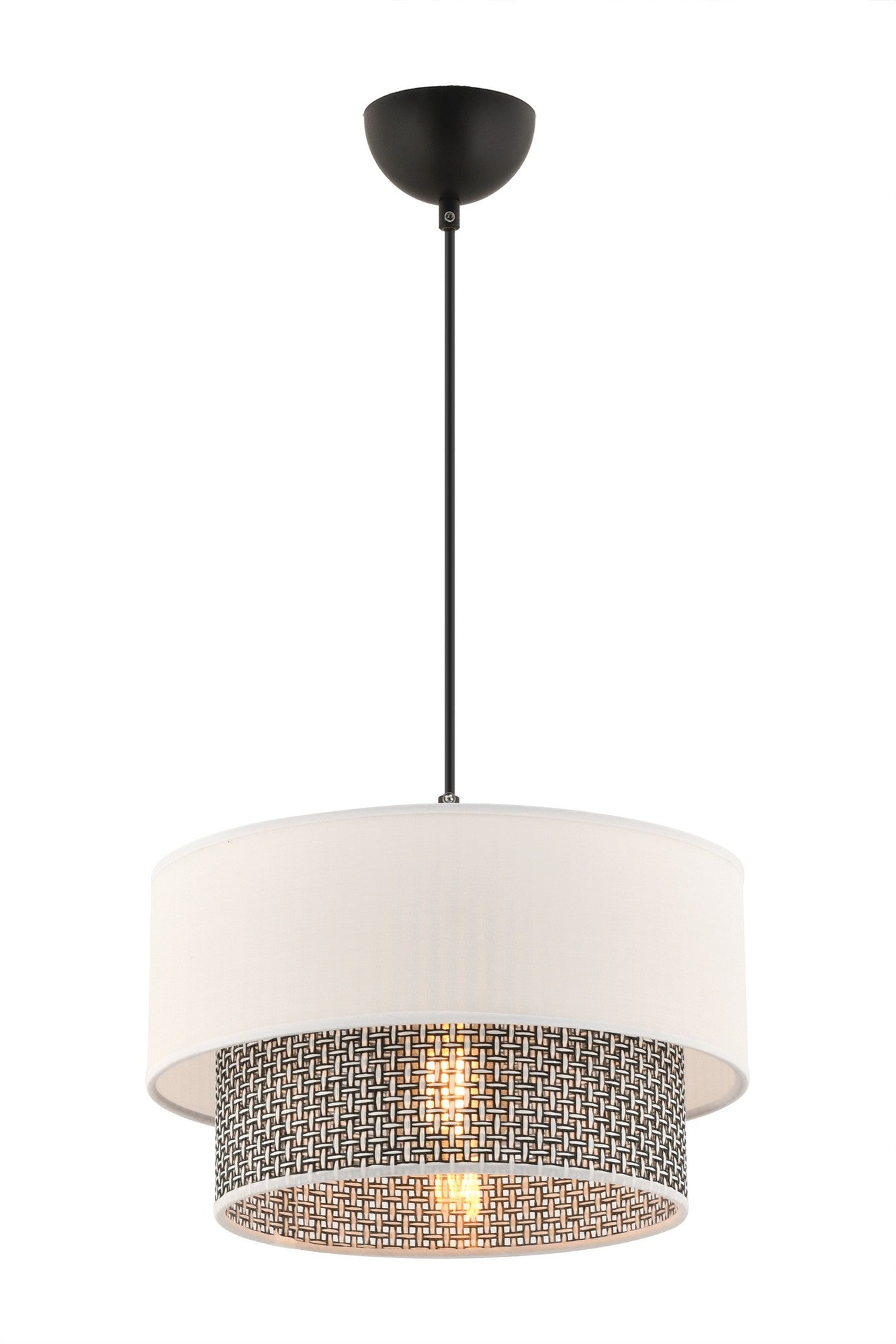 Candeeiro de Teto – 65 cm – Cinza e Branco – Metálico