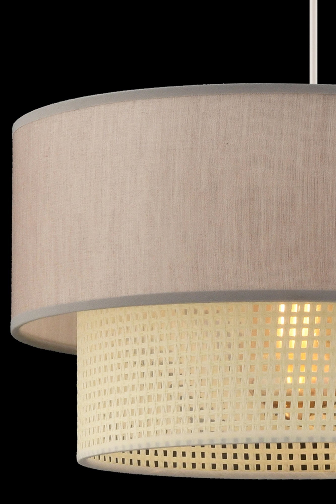 Candeeiro de Teto – 65 cm – Branco e Bege – Metálico e Algodão