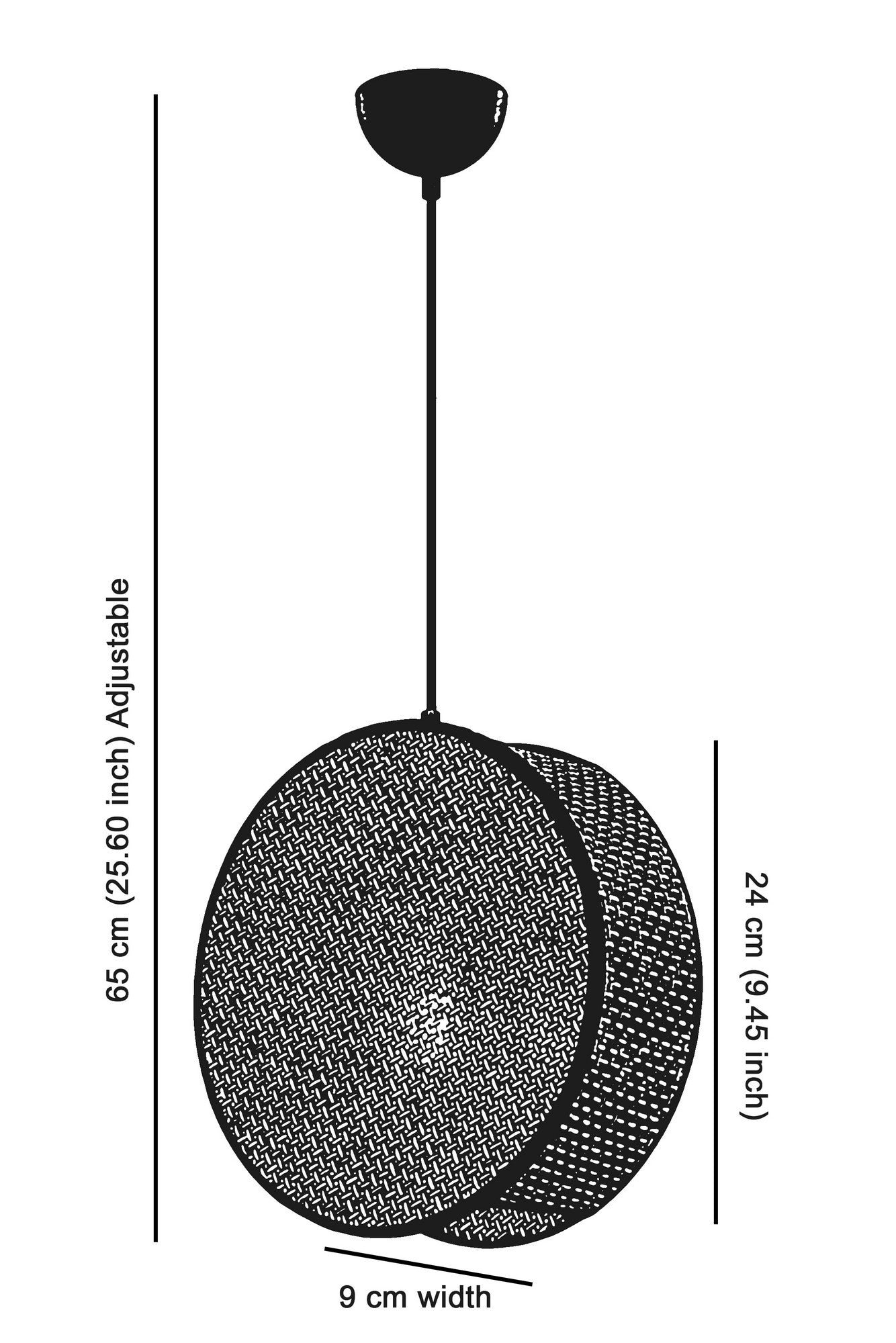 Candeeiro de Teto – 65 cm – Bege – Metal e Algodão