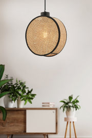 Candeeiro de Teto – 65 cm – Bege e Preto – Metal