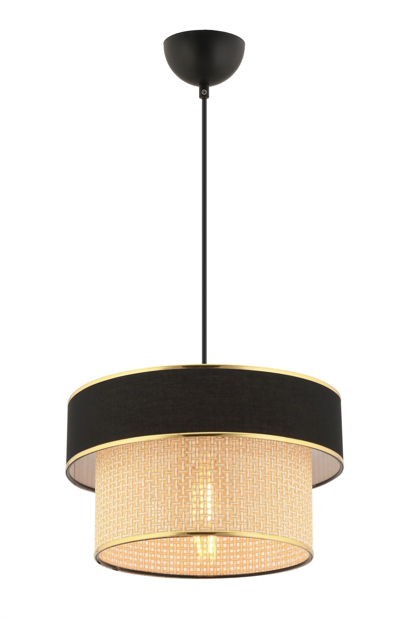 Candeeiro de Teto – 65 cm – Camel e Preto – Metal